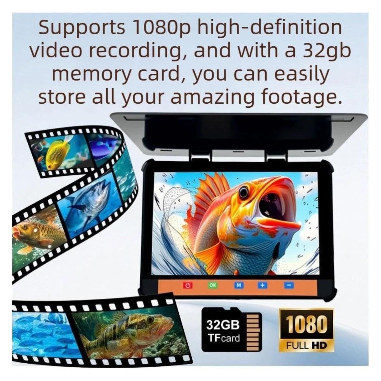 Videocamera da pesca subacquea 1080P 8 pollici 10000mAh Video Fish Finder,Alta definizione