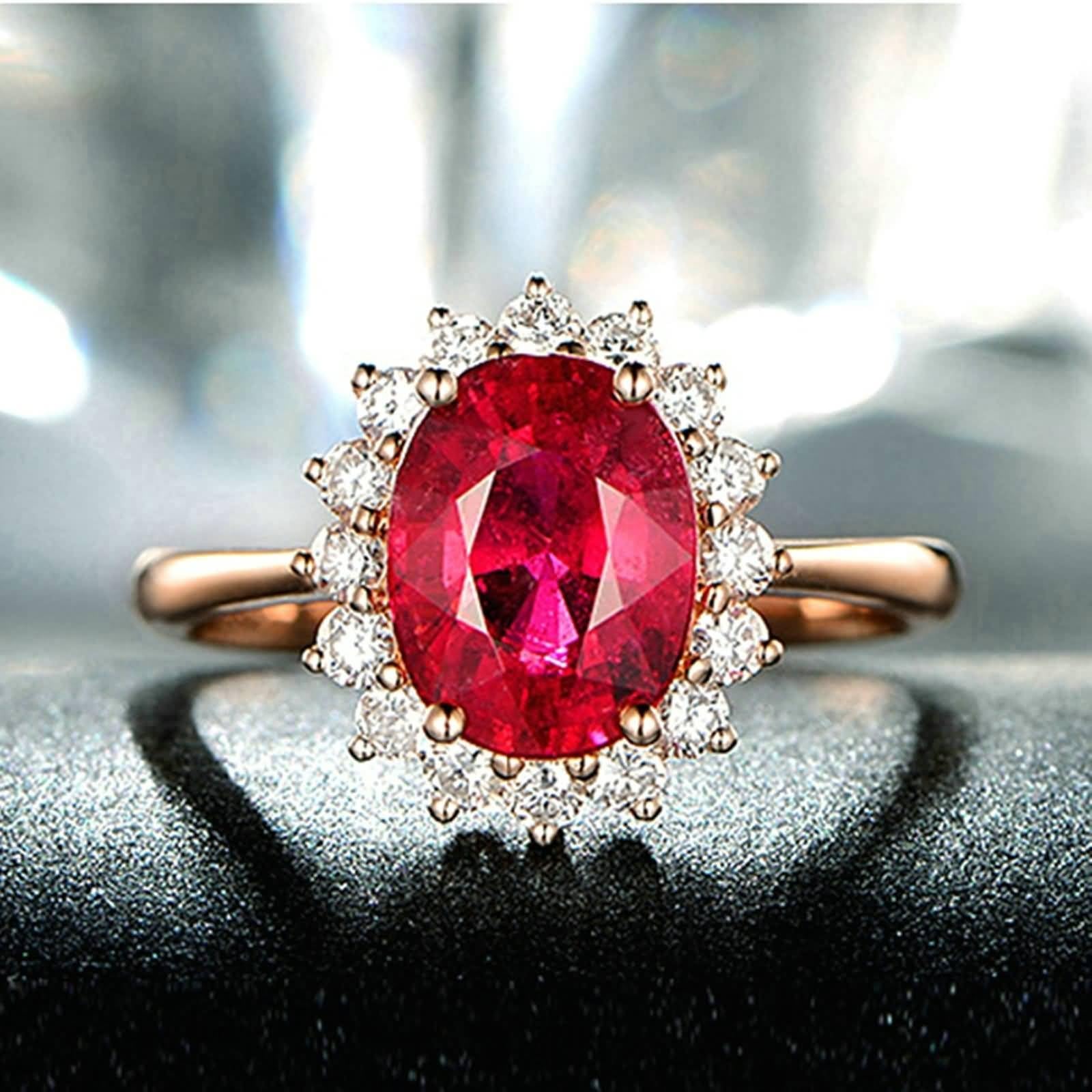 Bague de mariage en or rose 18 carats 750 avec tourmaline taille ovale 1,45 ct avec diamant or rose Au750