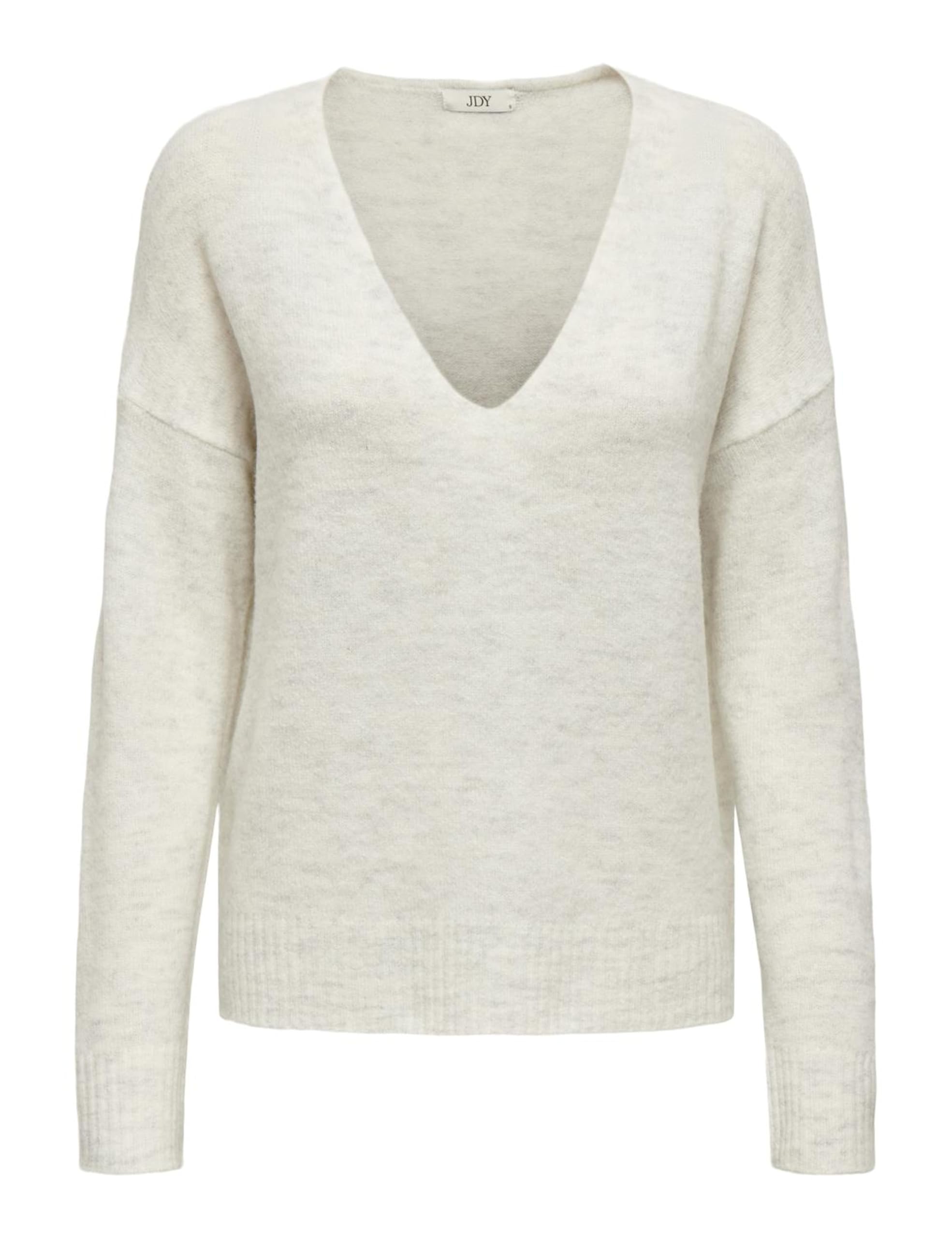 Jdy Brushed Knit Jumper With V-Neck Women's White Extra Large