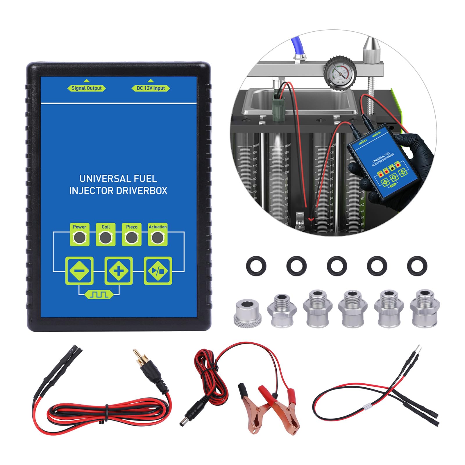 Probador de Inyectores Automotrices - 12V Comprobador del Limpiador Inyectores Coche Utilizar con Máquina Limpiador Inyectores, 5 Pulso Ajustable 1-20HZ, Para Inyectores de Gasolina y Diesel