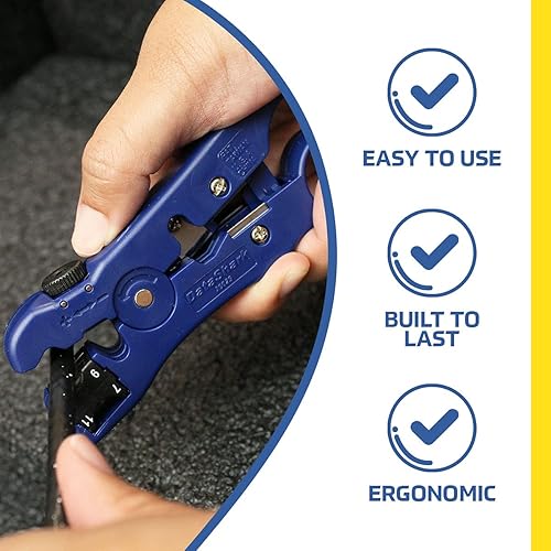 Miniatura 3 de DataShark 70029 - Cortador universal para TV plano o redondo, cable UTP | Cat5 Cat5e Cat6 | RG6 Quad RG59 RG7 RG11 (grado profesional)