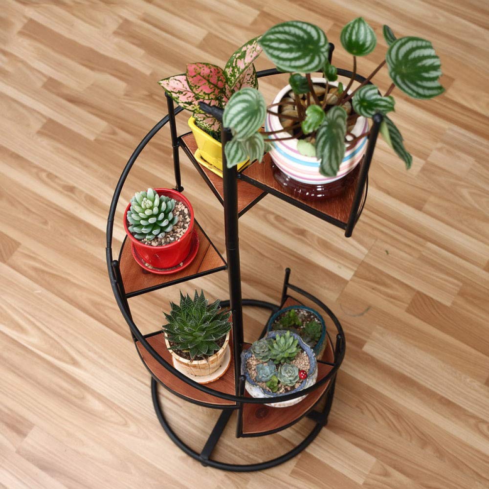 Étagère Pot de Fleur Escalier Colimaçon Métal Fer Noir, 8 Couches