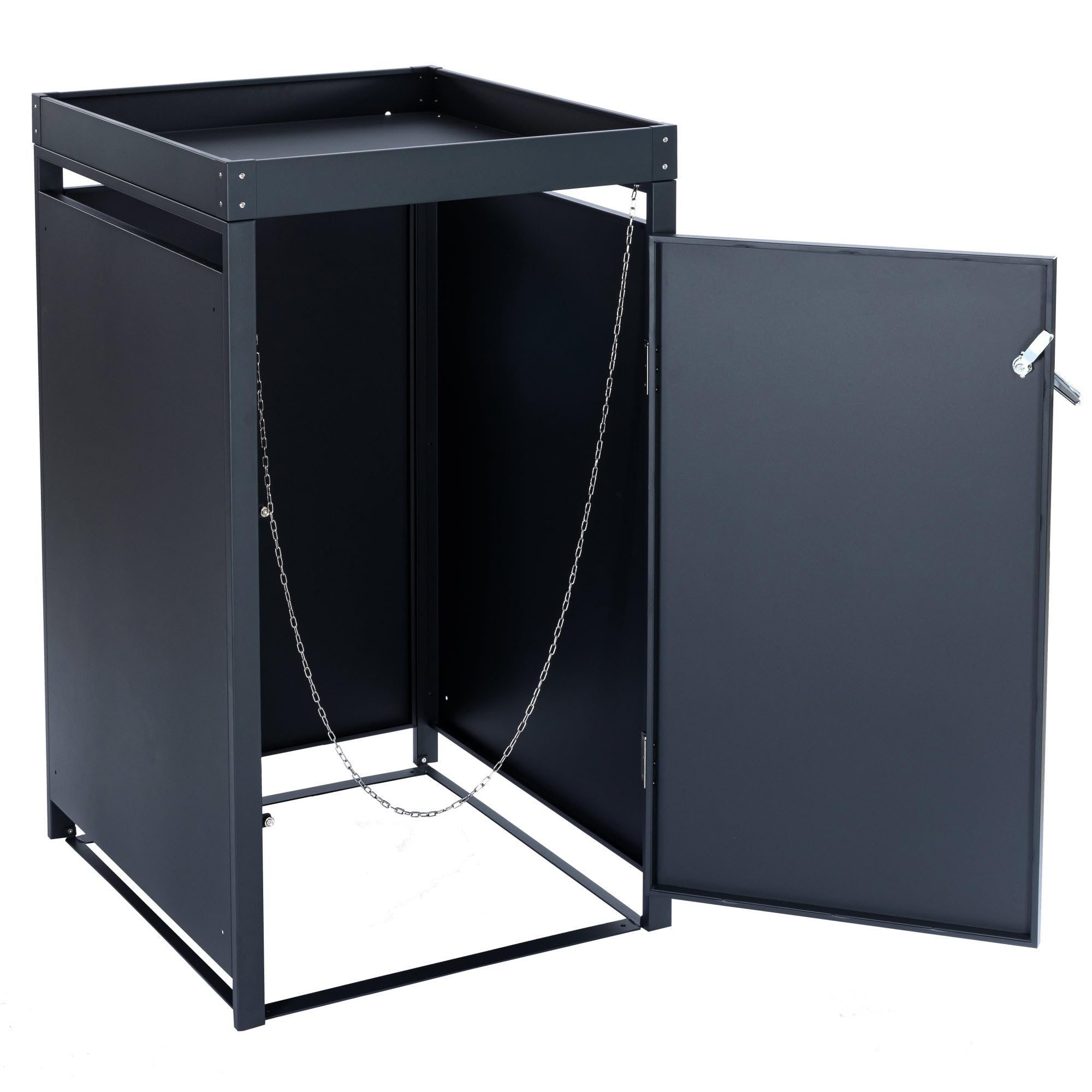 Zelsius Mülltonnenbox 1er mit Pflanzdach für 1 Mülltonne | (B) 68 x (T) 80 x (H) 124 cm | Anthrazit RAL 7016, mit Erweiterungsmöglichkeit | Mülltonnenverkleidung für 1 | Sichtschutz für Tonnen