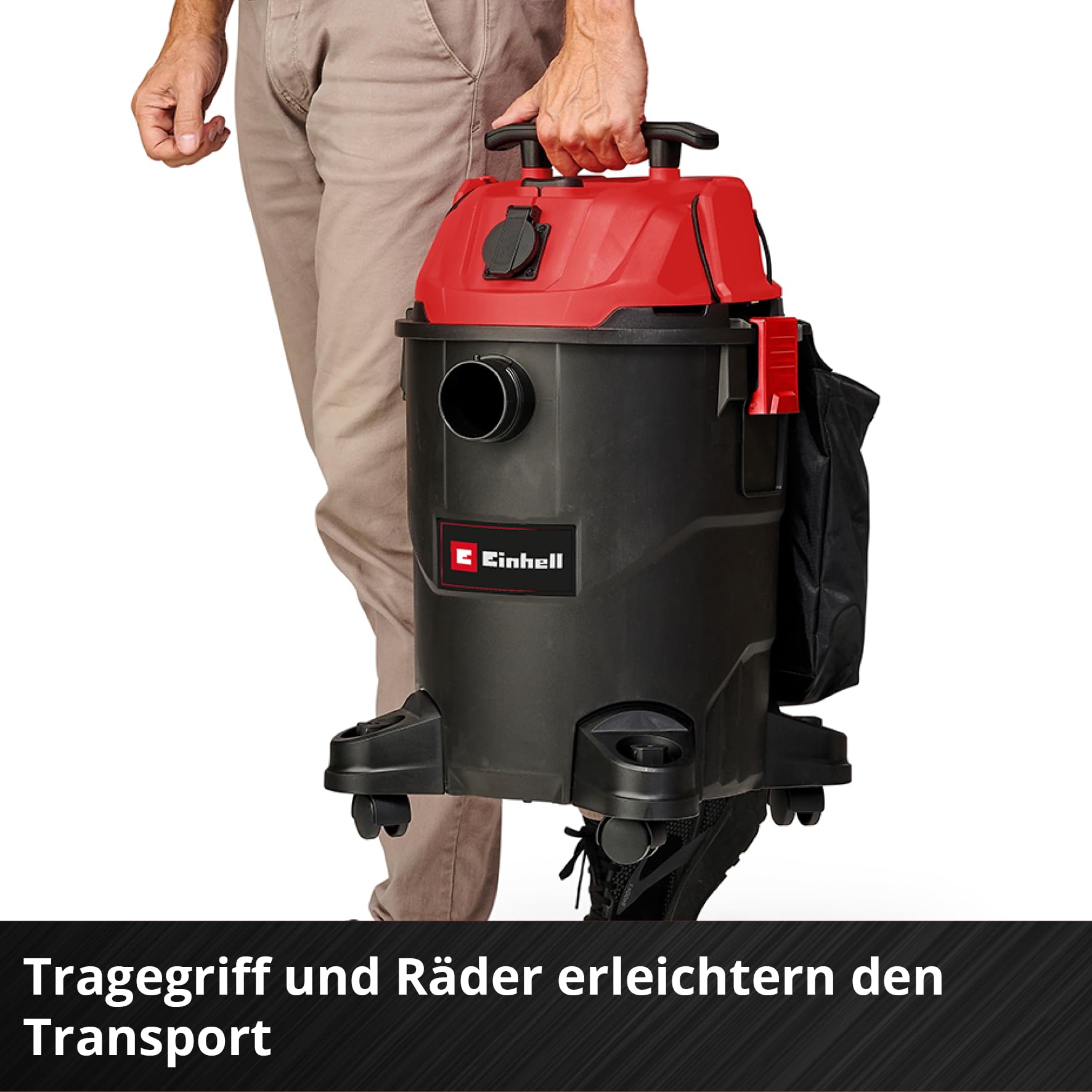 Einhell Nass-Trockensauger TC-VC 1825 A (1.250 Watt, 180 mbar Saugleistung, Automatiksteckdose, 25 L Auffangbehälter, Tragegriff, inkl. Düsen, Filter und 6X Schmutzfangsack)