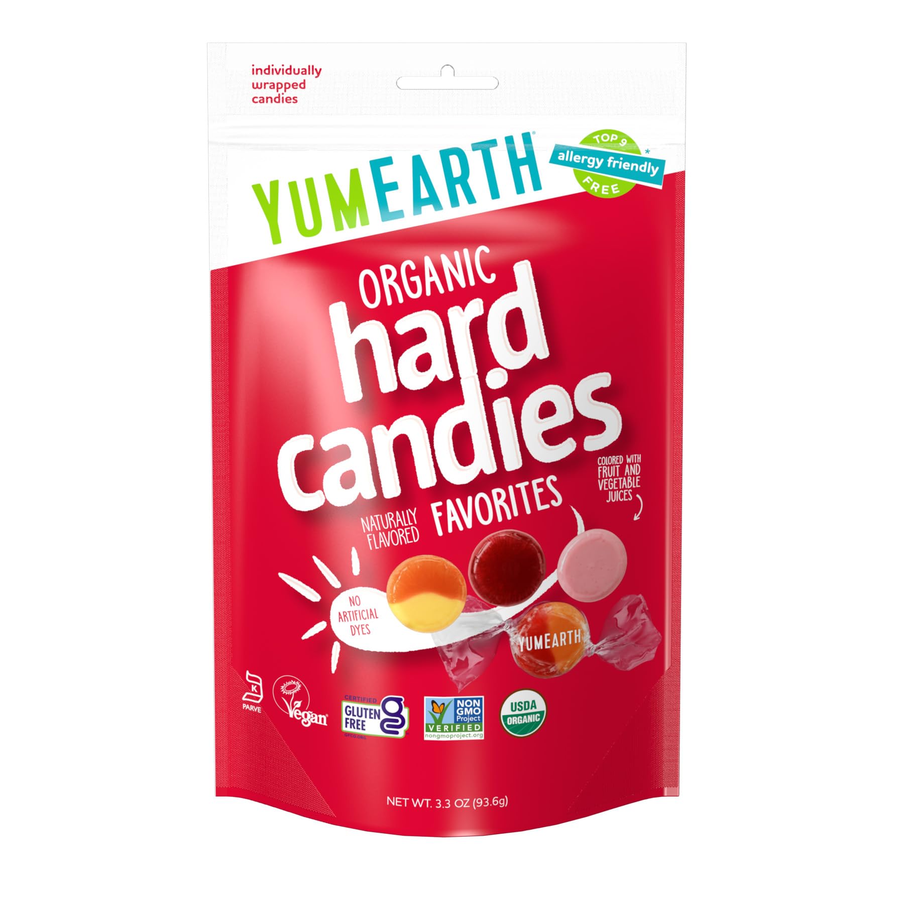 YumEarthOrganic Fruit Drops - Variety Flavored Natural Hard Candy, Fruit Candy for Kids - Allergy Friendly, Non GMO, Gluten Free, VeganUSDA Organic