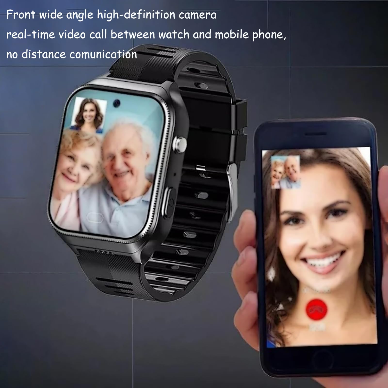 Genérico Smartwatch Personas Mayores Aviso de Caída Reloj Inteligente Dispositivos de Alerta de Caídas Alarma SOS Localización GPS Videollamada Impermeable Detección de Caídas para Demencia Alzheimer