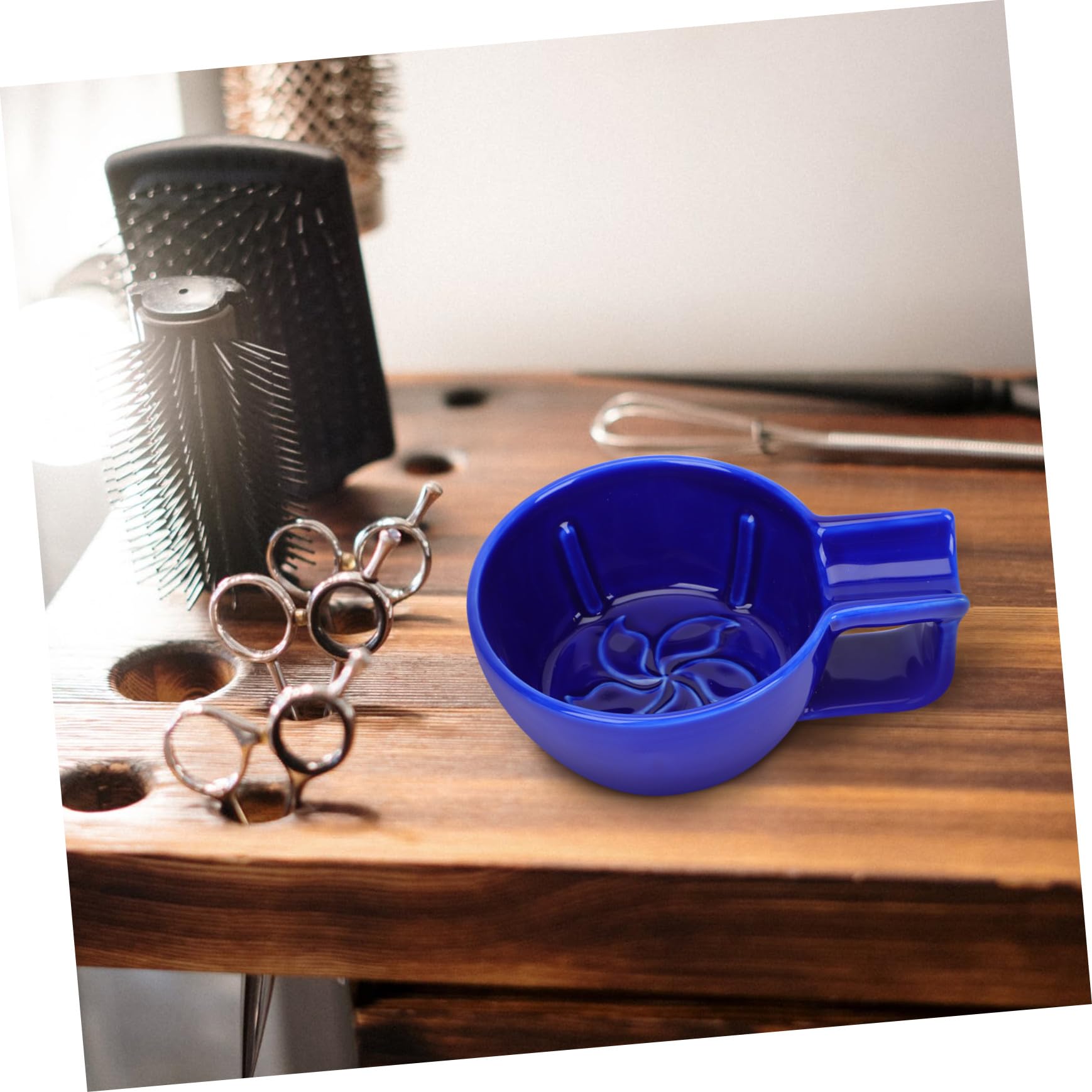 Ciotola da Barba in Ceramica Blu con Liscio e Bocca Larga Ciotola per Sapone da Rasatura Maschile Accessorio Pratico e Resistente per Uso Quotidiano