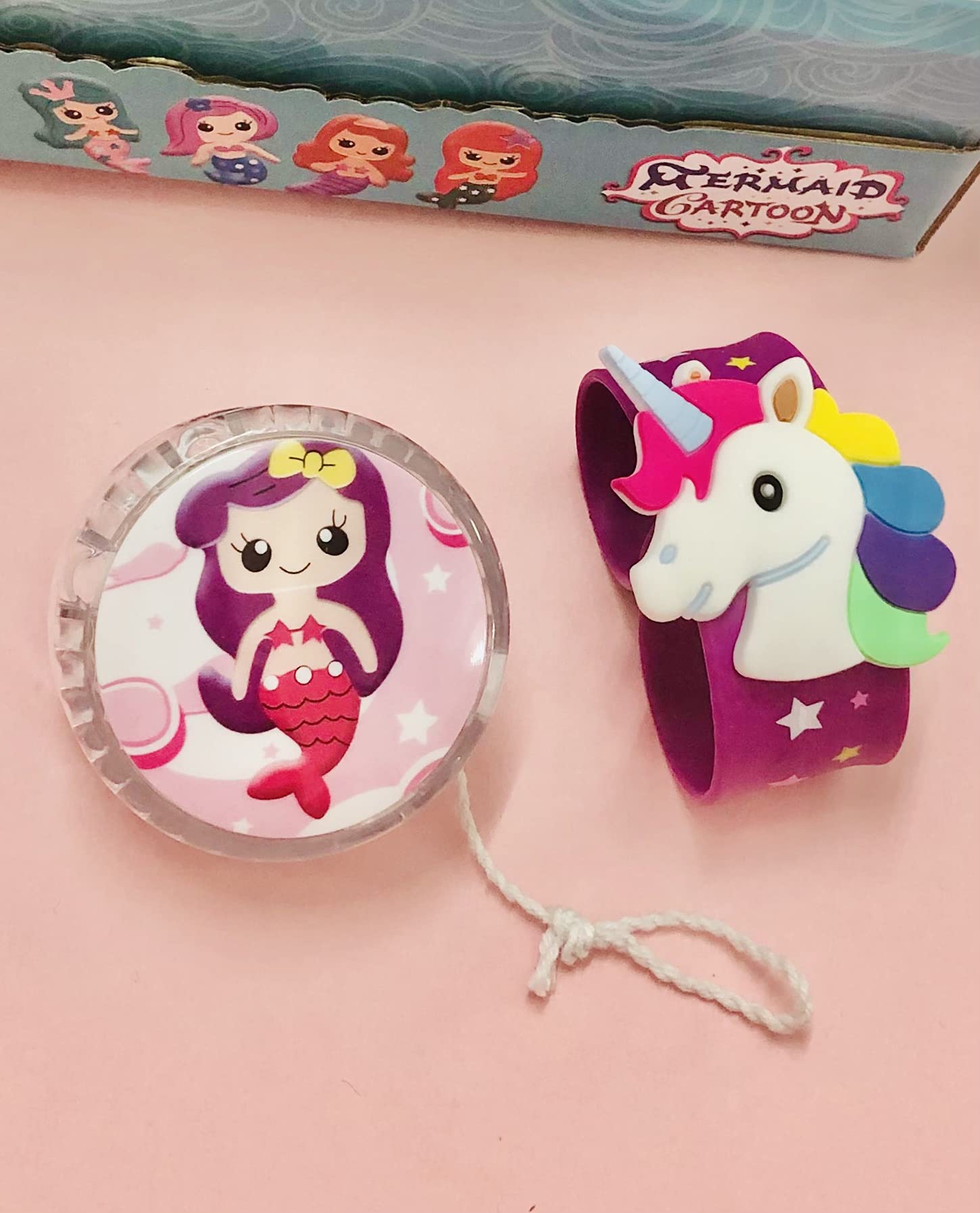Le Delite High Gloss high Speed YoYo Spiner Toy / mermaid Toy for Boys Girls Kids ,Ring Toss Game for Kids Toy Handheld Game Toy for Kids Boys, Children unicorn wrist band bracelet snap band slap stylish cute (B09GKVQ378) Amazon Price History, Amazon Price Tracker