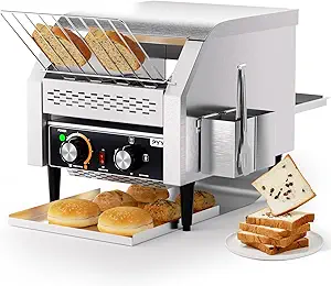 PYY Commercial Conveyor Toaster - 300 Slices/Hour Restaurant Conveyor Toaster for Bun Bagel Bread, Heavy Duty Stainless Steel 1900W, 110V