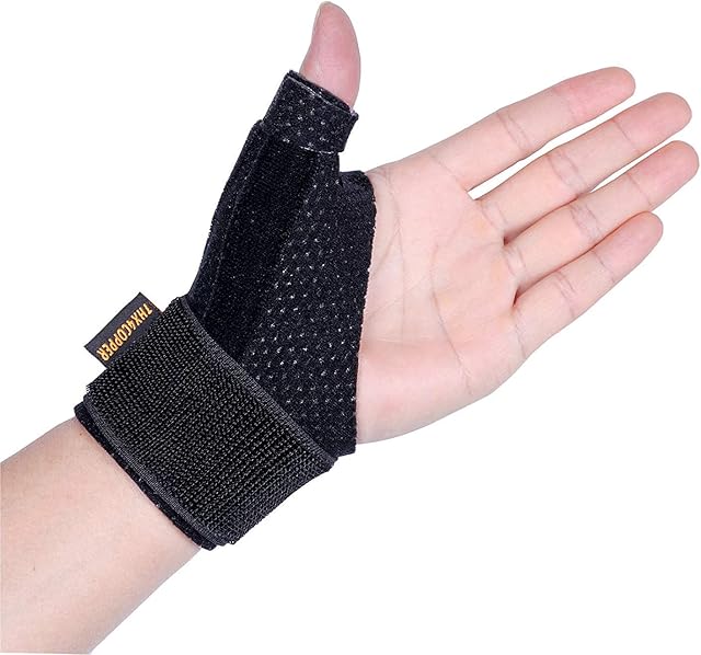 Thx4COPPER Compression Reversible Thumb & Wrist Stabilizer Splint for BlackBerry Thumb, Trigger Finger, Pain Relief, Arthritis, Tendonitis, Sprained, Carpal Tunnel, Stable, Lightweight, Breathable,S-M
