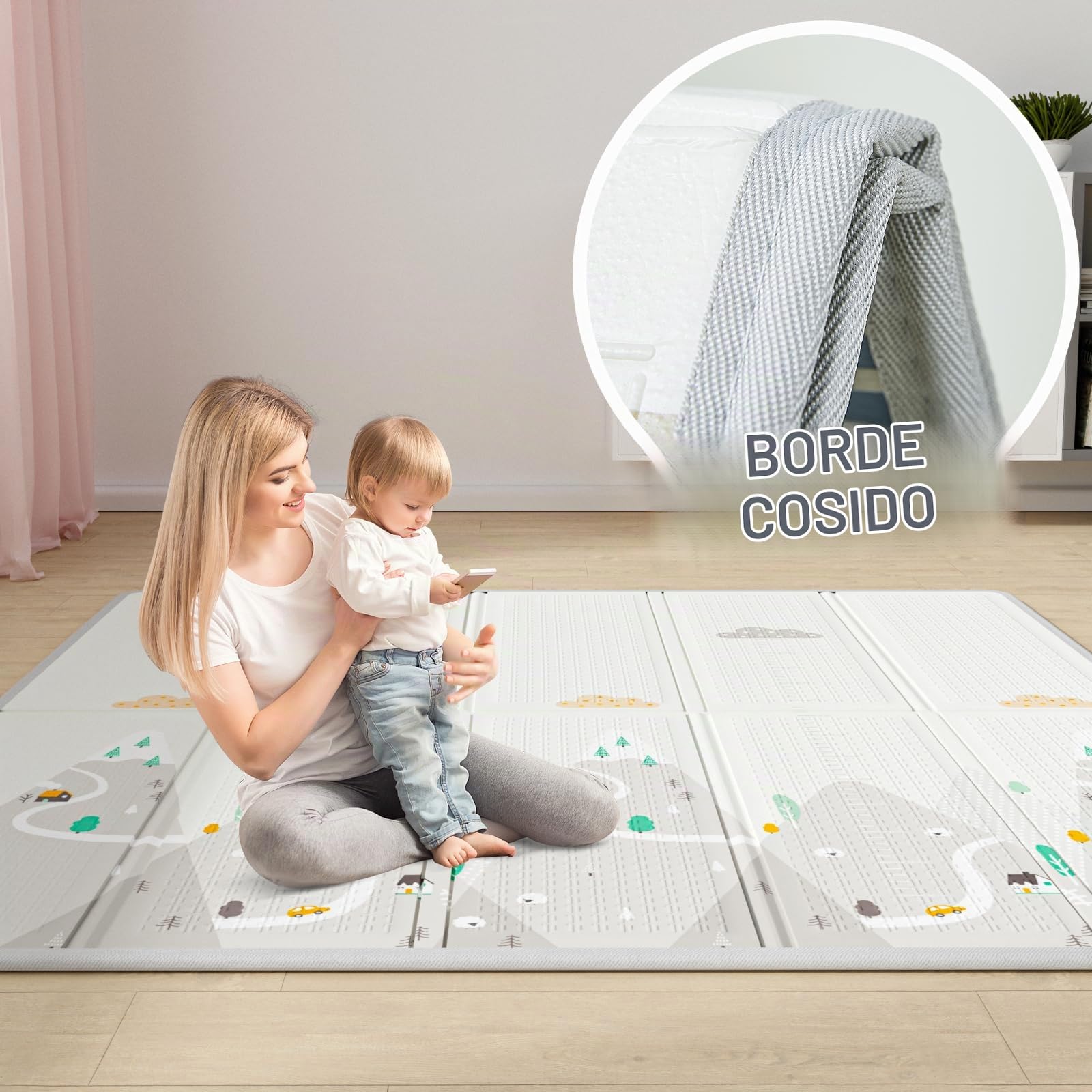 150x150 cm Parque Infantil Bebe, Este Corralito Grande es Perfecto para el Hogar y Viene con 4 Piezas Anillas (150X150X65cm)