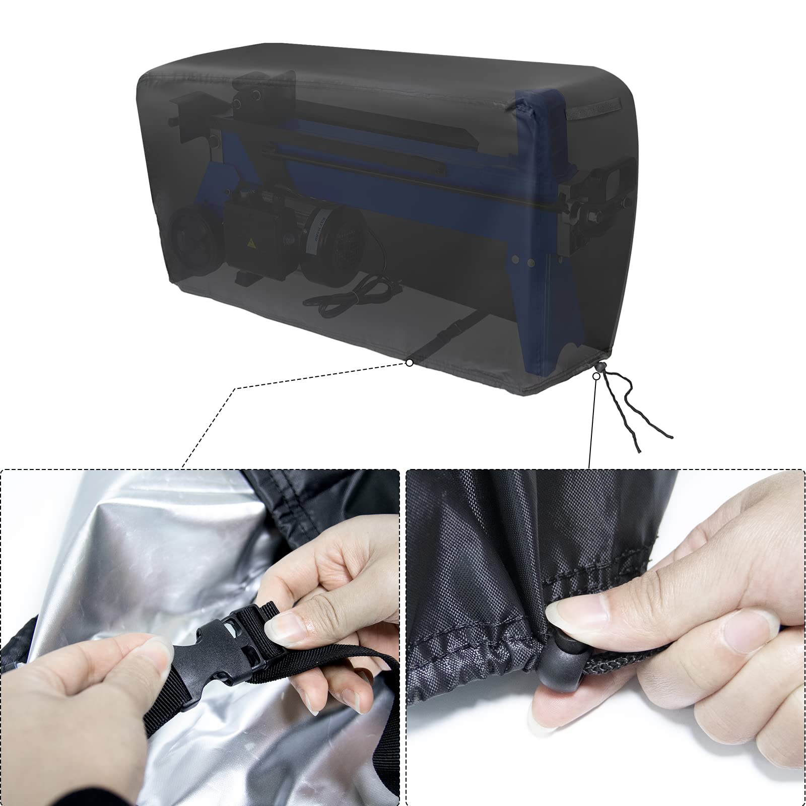 Housse de fendeuse de bûches électrique imperméable et anti-poussière pour fendeuse de bois électrique de 5 à 9 tonnes, résistante aux intempéries, pour déchiqueteuse de bois, 96 x 30 x 49 cm