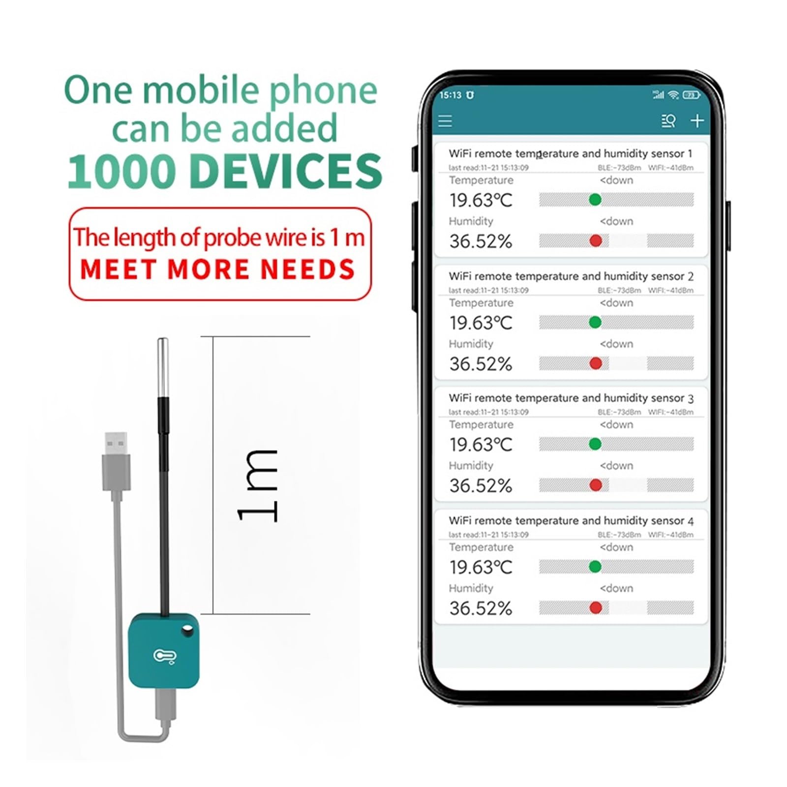WiFi Inalámbrico Temperatura Humedad Sensor Registrador De Datos Medidor Controlador Medición Termómetro Higrómetro Monitor Alarma Remota Preciso Y FáCil De Leer