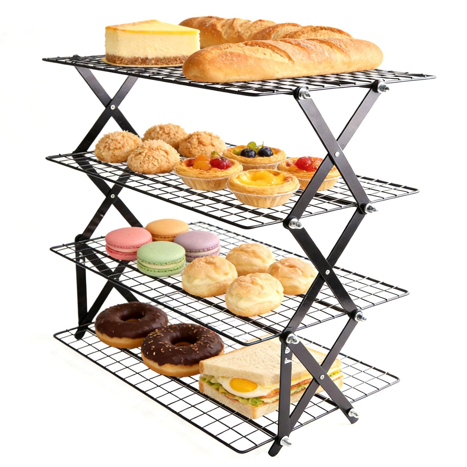 Nucelit Food Grade Baking Rack Pliable Collapsing Design Space Saving Large Capacity Multiple Layer Rack