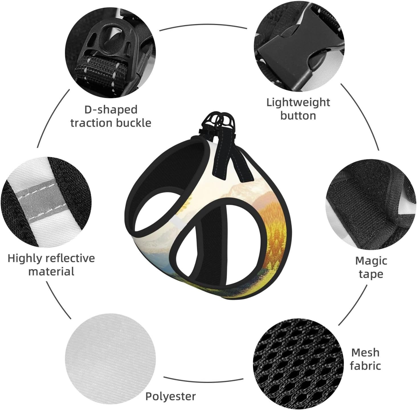 an Eagle is Flying Pet Vest Small Size Dog Harness and Leash Set for Training, Reflective & Adjustable with Accessories Small