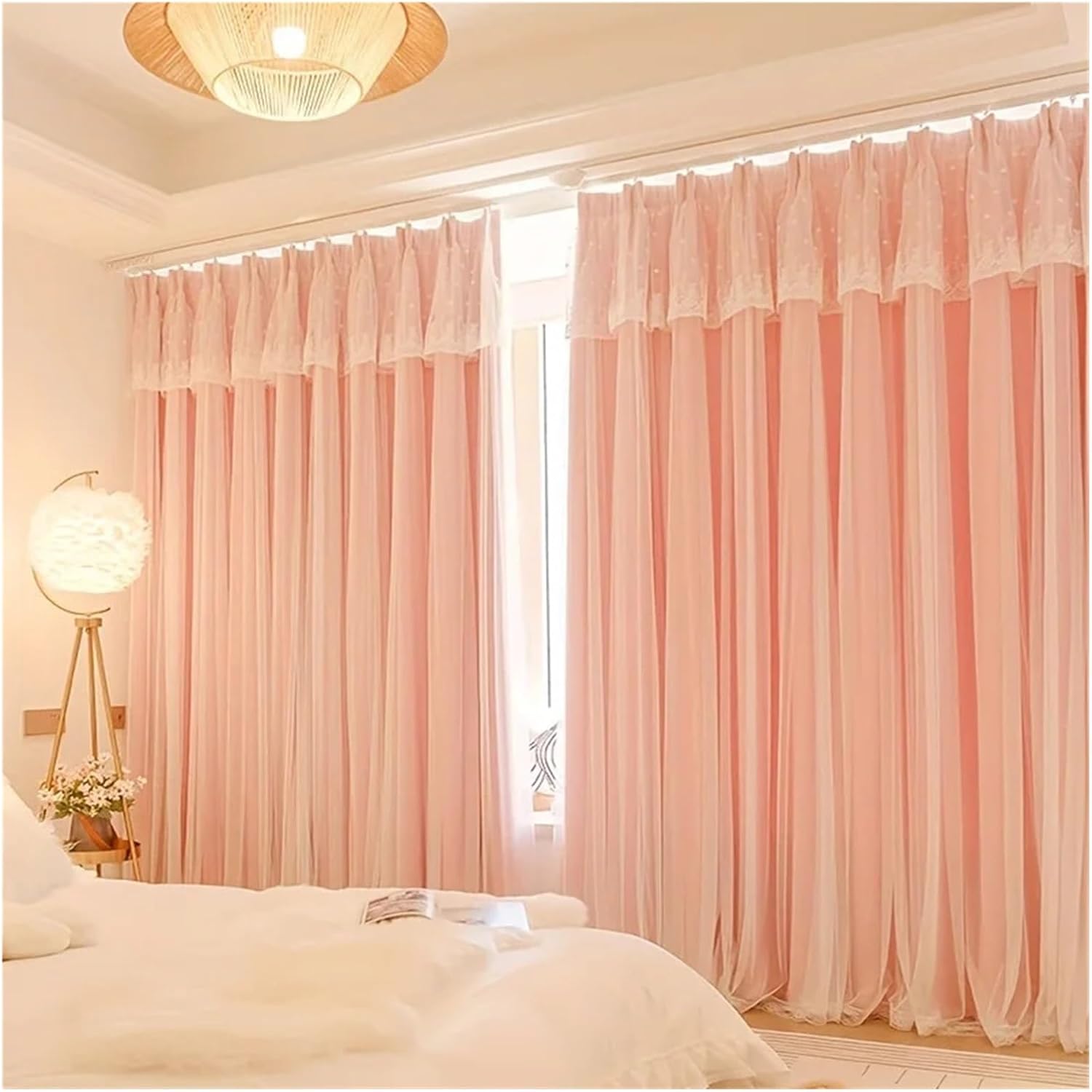 Thermal Insulated Blackout Curtains 2pcs Double-Layer Integrated Curtains Living Rooms Bedrooms(132cmx213cm)