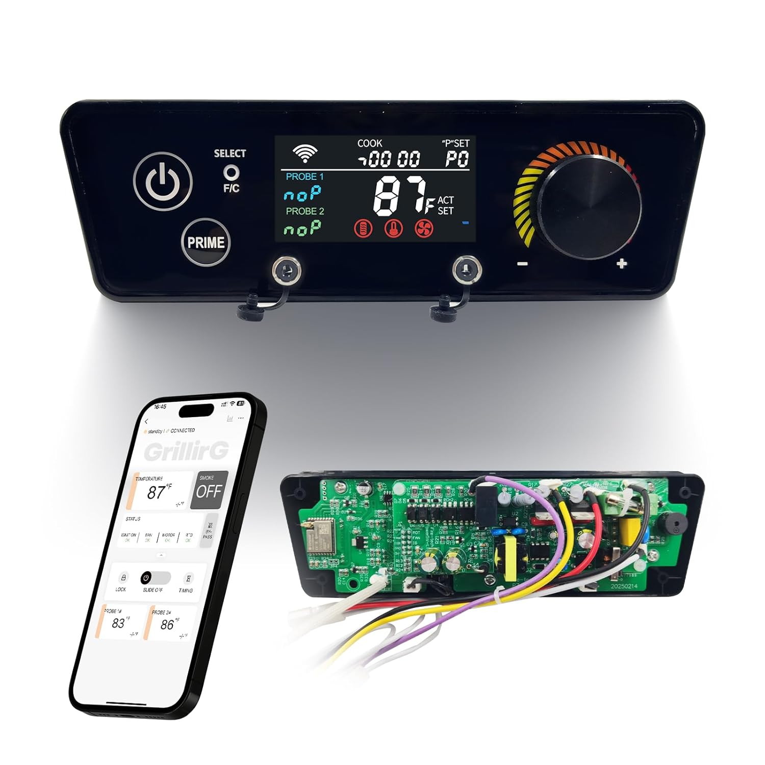 PID WiFi Pellet Trapezoidal Grill Controller Replacement for Pit Boss Copper (Austin XL 1000, Classic 700, Lexington 500) – App Wireless Control Thermostat Board (Replaces CAT-02-PG-AMP)