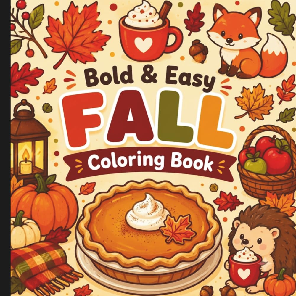 Bold And Easy Fall Coloring Book: Fun Autumn Coloring Book For All Ages