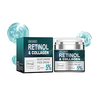 AMALIA Retinol & Collagen Face Cream, 5% Hyaluronic Acid Moisturizer, Day & Night Anti-Aging Formula, 1.7 FL OZ