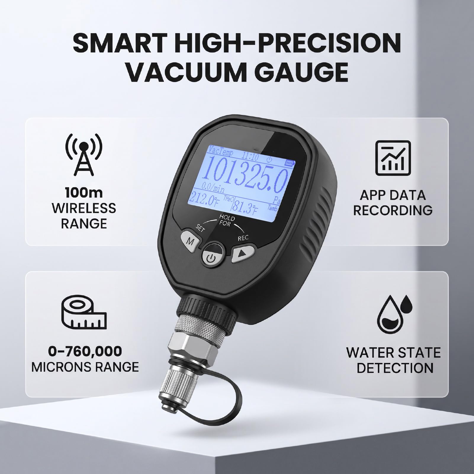 Vacuómetro Digital 1/4 pulg. SAE Bluetooth Alcance 100 M