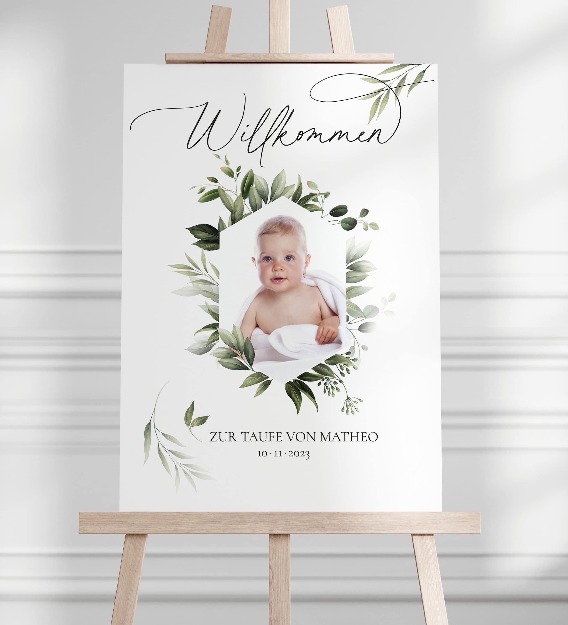 Manschin-Laserdesign Willkommensschild Aluverbund personalisiert - Made in Germany - Welcome Willkommen Schild für Taufe, Geburtstag, Firmung, Kommunion, Konfirmation (60x40cm)