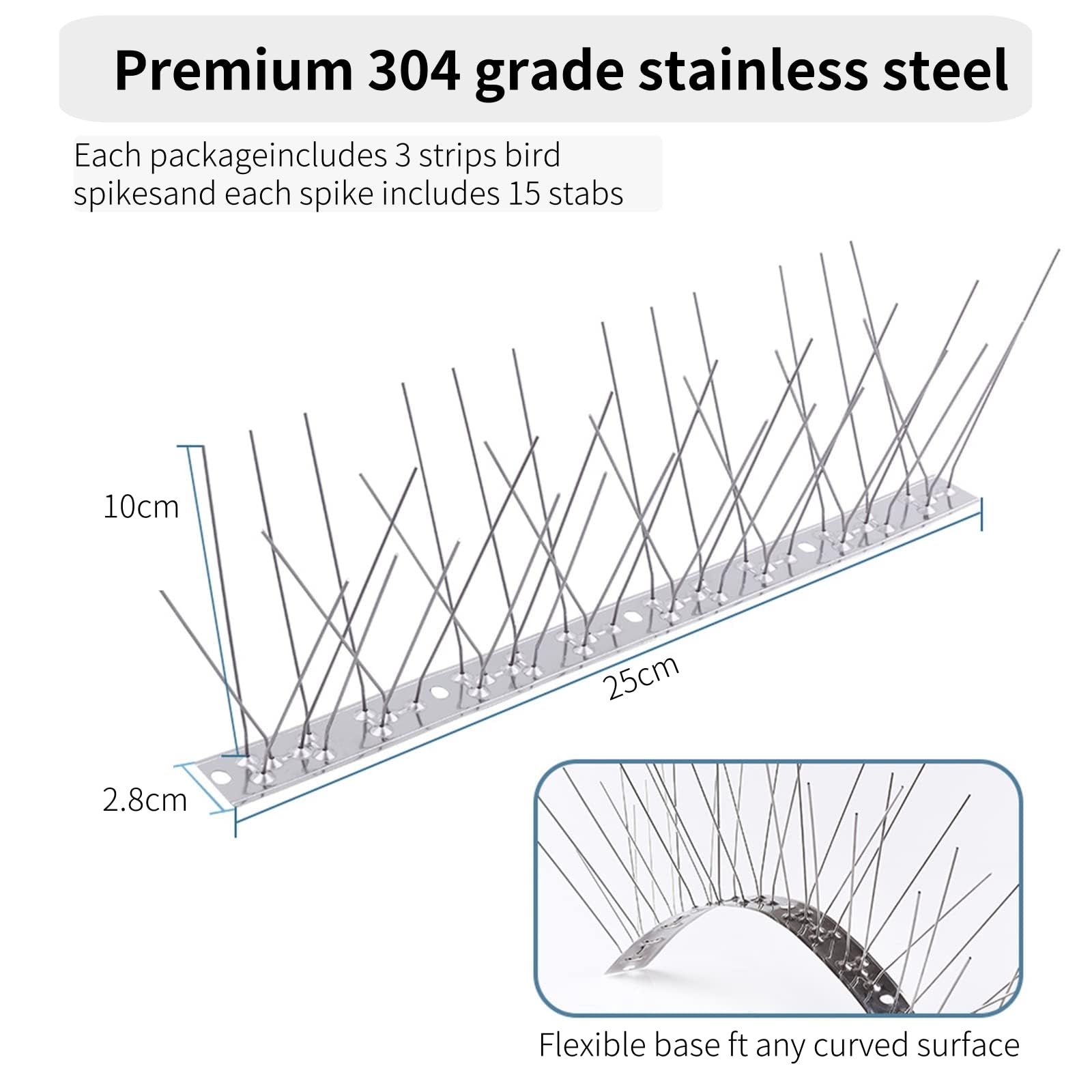 Bird Spikes with Stainless Steel Base - Image 2