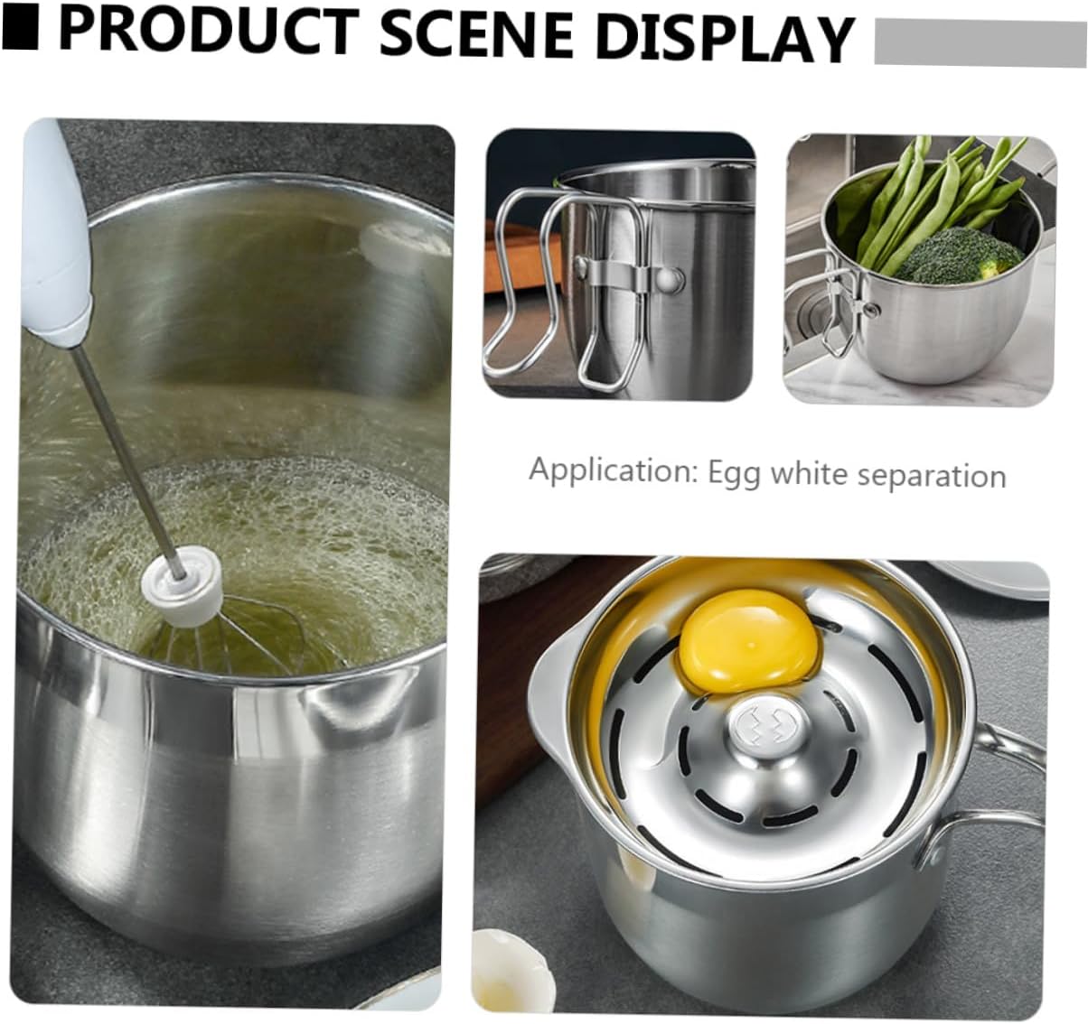 MAGICLULU Stainless Steel Egg White Separator with Large Capacity Egg Yolk Divider Kitchen Gadget for Cooking and Baking Non Stick with Hollow Design