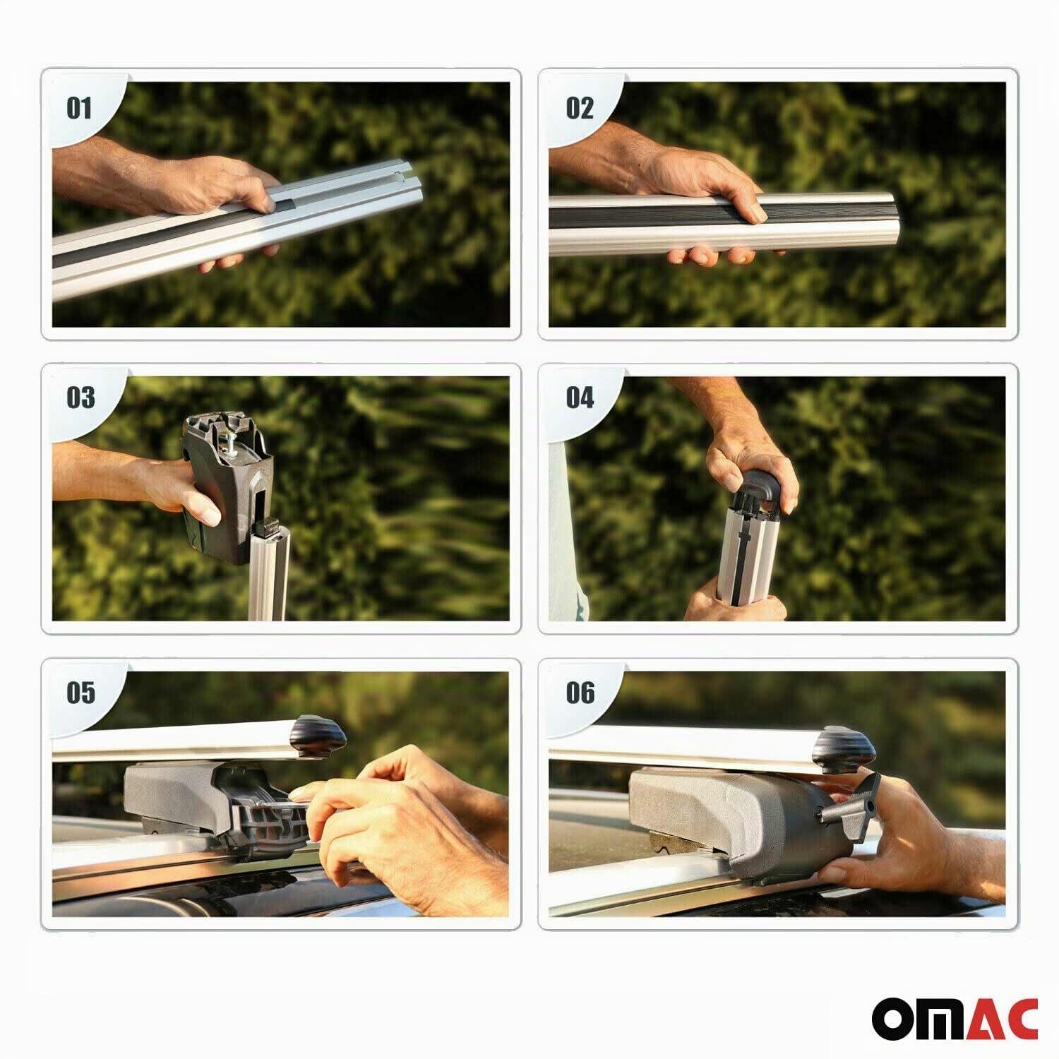 OMAC Aluminium Dachträger Querträger für Audi A4 B9 Avant 2016-2025 – City Crash – ISO/PAS 11154:2006 – Abschließbar – Max. 75 kg – 2 Stangen Silber