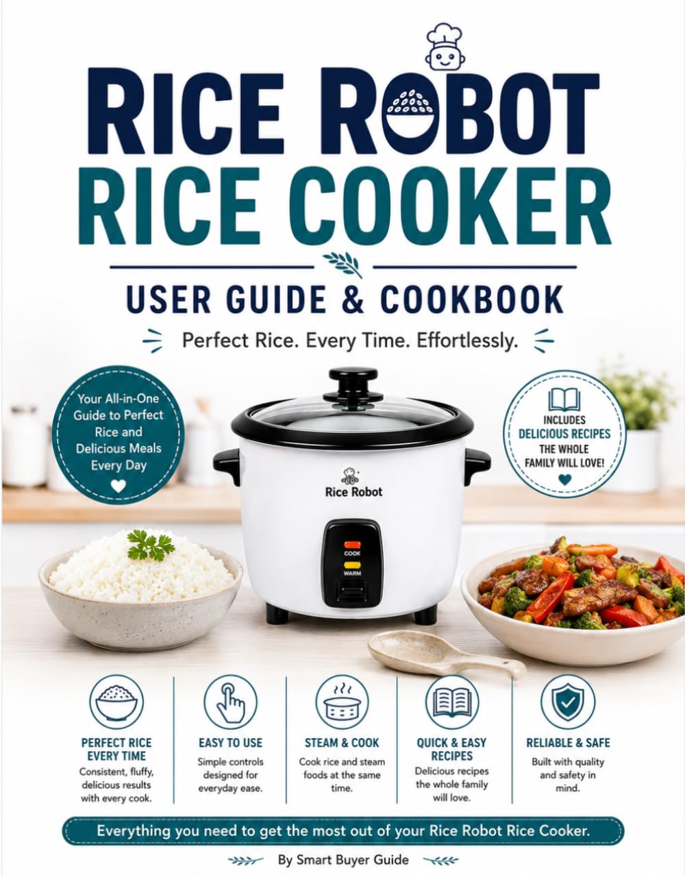 Rice Robot Rice Cooker User Guide & Cookbook: Simple Step-by-Step Instructions, Troubleshooting Tips, Maintenance Guide, and Easy Recipes for Perfect Rice, Grains, Steamed Meals, and One-Pot Cooking