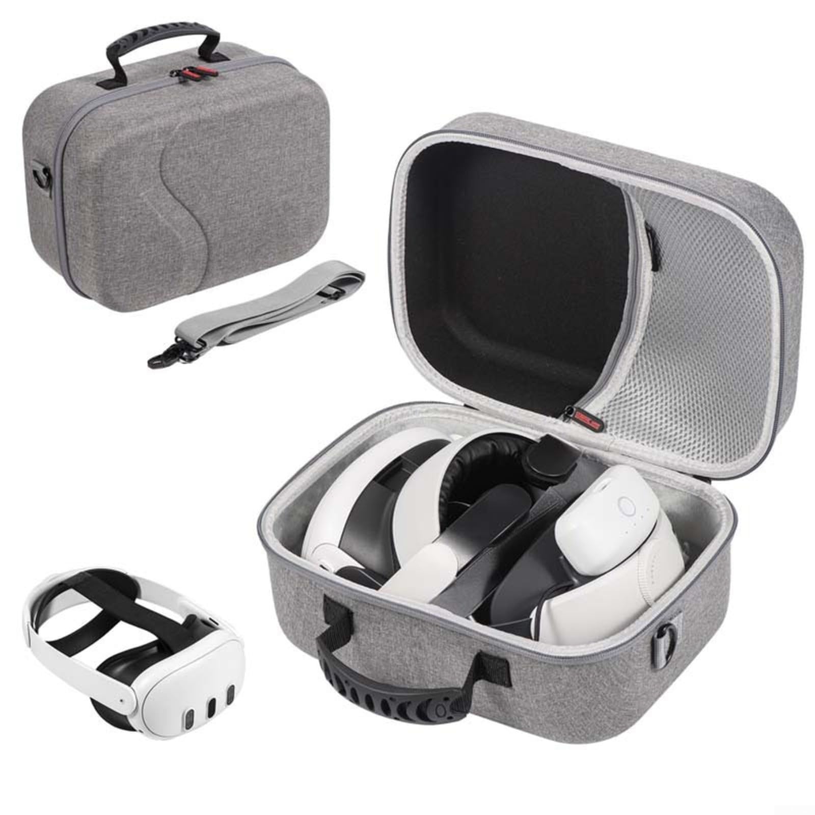 Custodia rigida per Meta 3S, borsa da viaggio antiurto in EVA, con scomparto per accessori, per controller di cuffie VR, organizer protettivo (grigio)