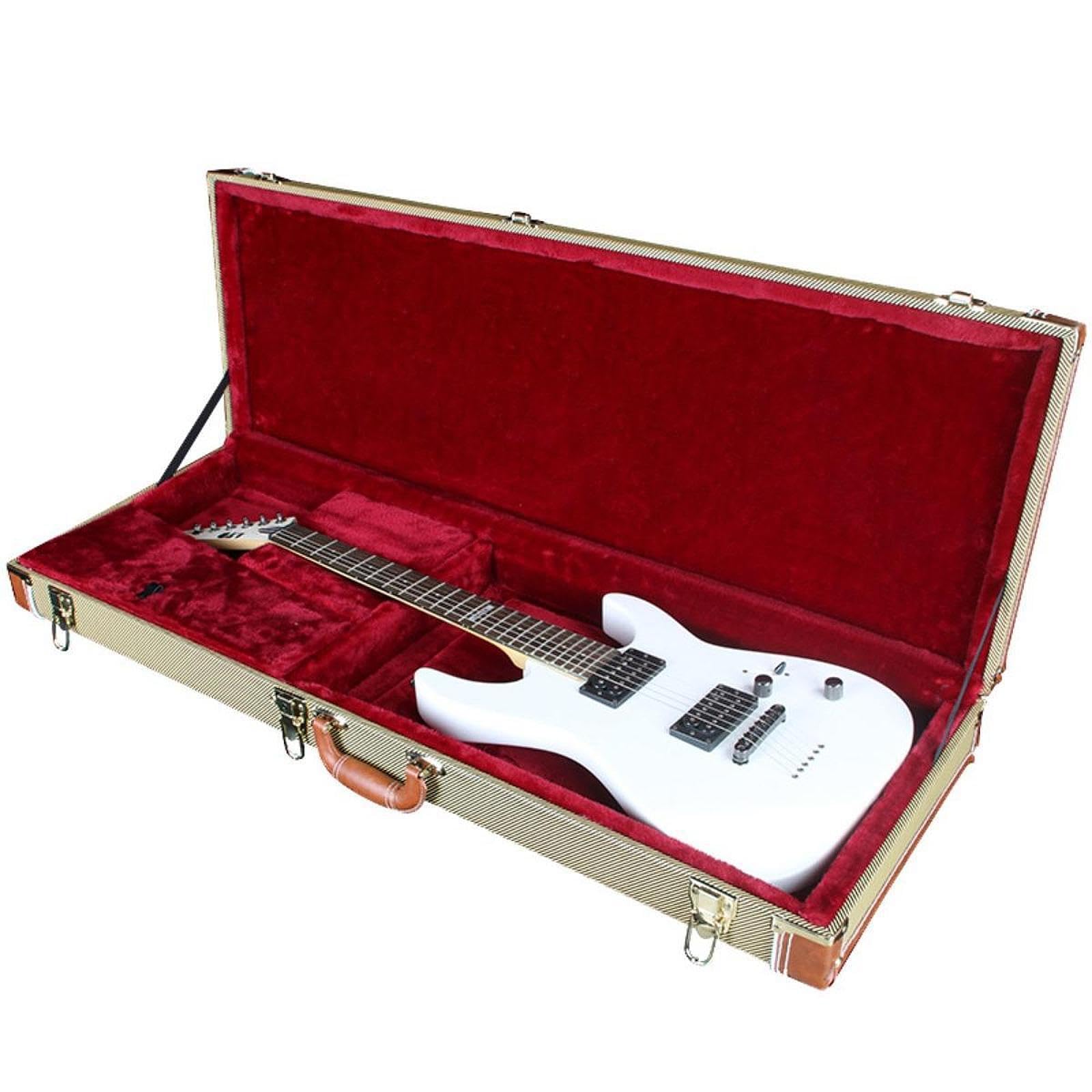 Estuche rígido universal para guitarra eléctrica que ofrece confiabilidad con una carcasa rígida resistente y amplias opciones de almacenamiento Estuche profesional universal para guitarra