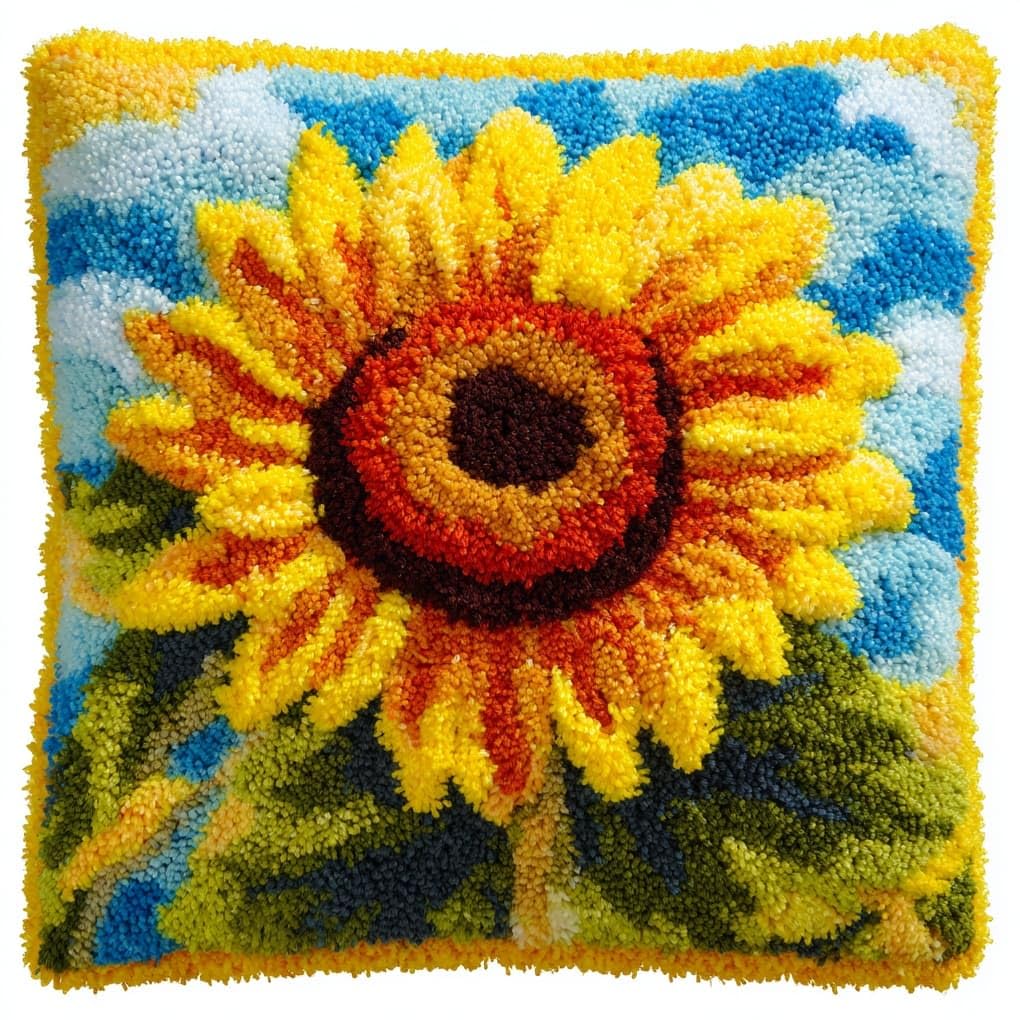WallustrioaW DIY Latch Hook Kits 43x43cm,Sunflower