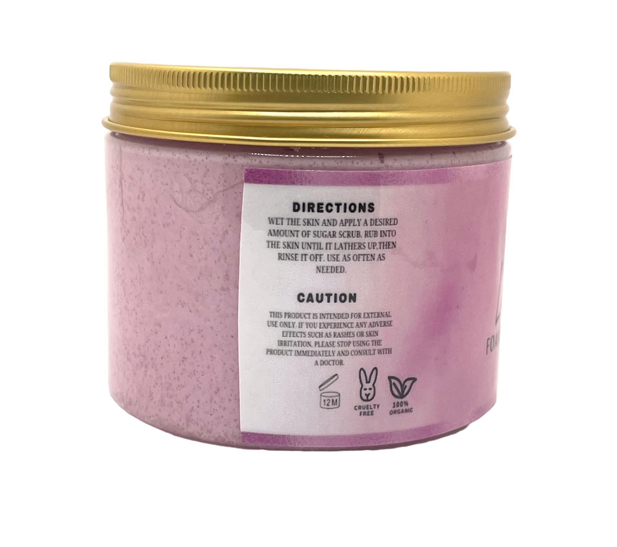 Malkia Essentials- Pink Lemonade Vegan Foaming Sugar Scrub for body, hands, and foot, daily dry skin care, gentle and non toxic ingredients, for Eczema and Sensitive Skin
