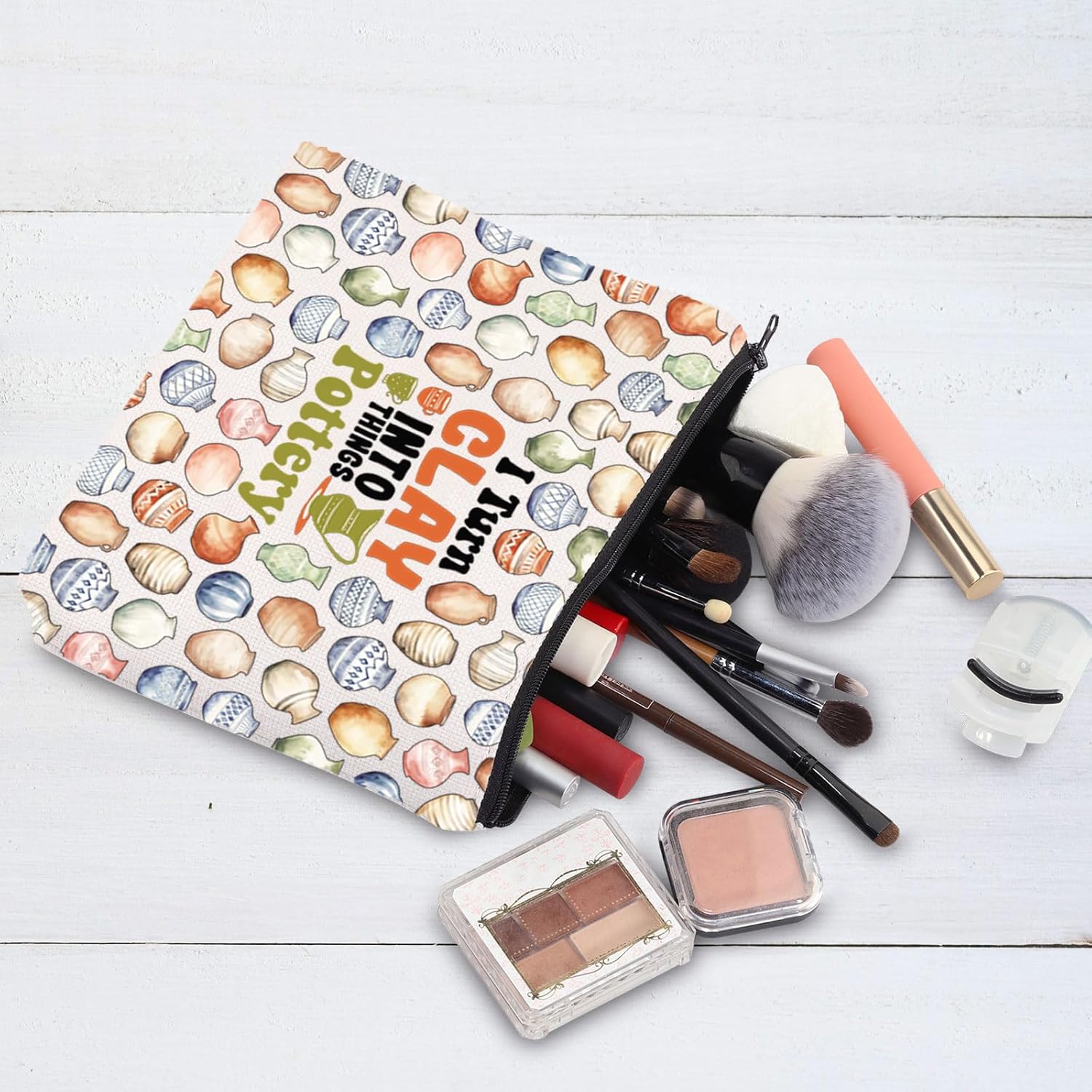 G2TUP Artist Pottery Cosmetic Makeup Bag Ceramic Artist Gifts I Turn Clay Into Things Pottery Zipper Pouch Bag Pottery Merchandsie (Turn Clay New MG) - Image 4
