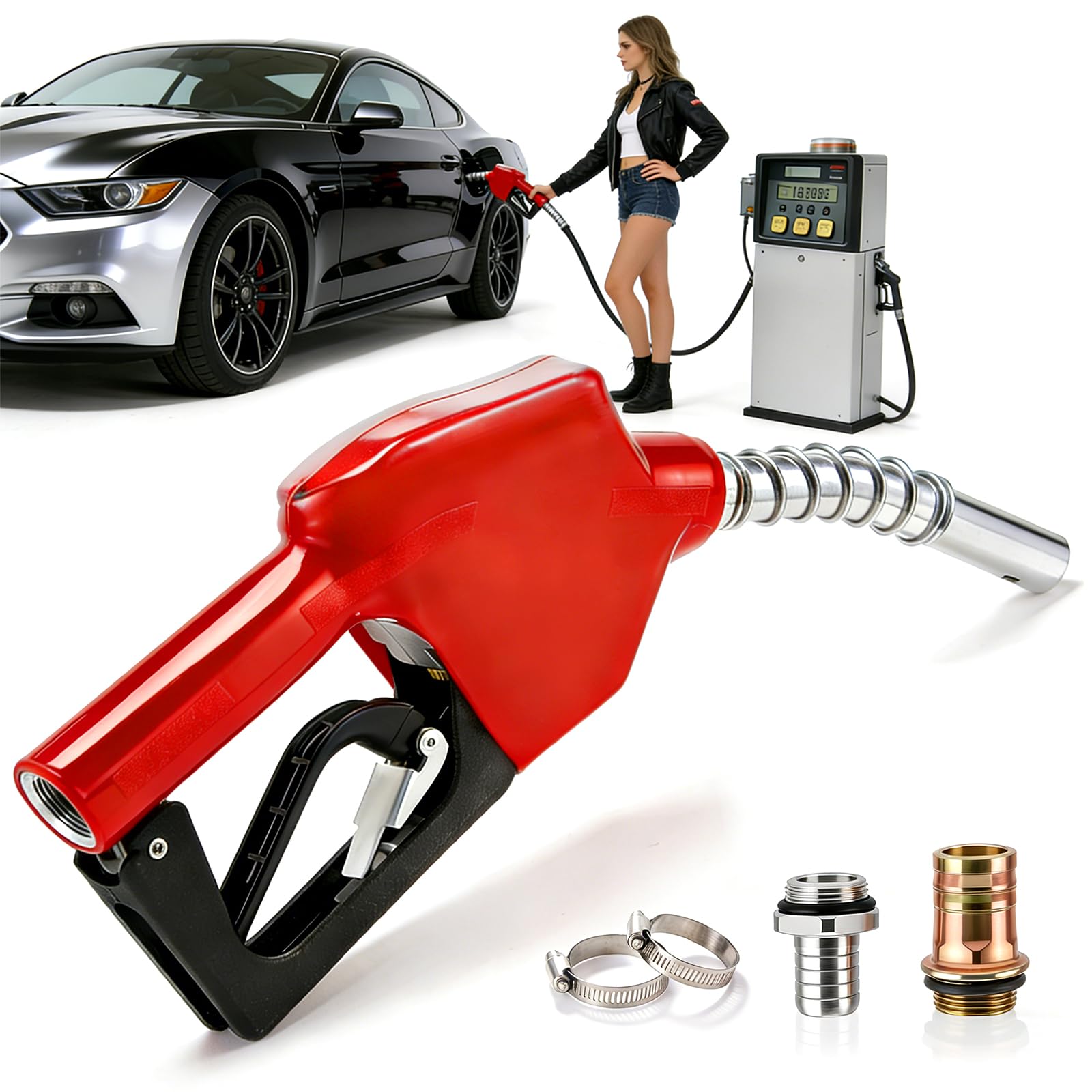 Boquilla automática para diésel, Boquilla de combustible de 3/4" con caudal de 3 etapas para gasóleo de calefacción y diésel Bomba de diésel autocebante ajustable