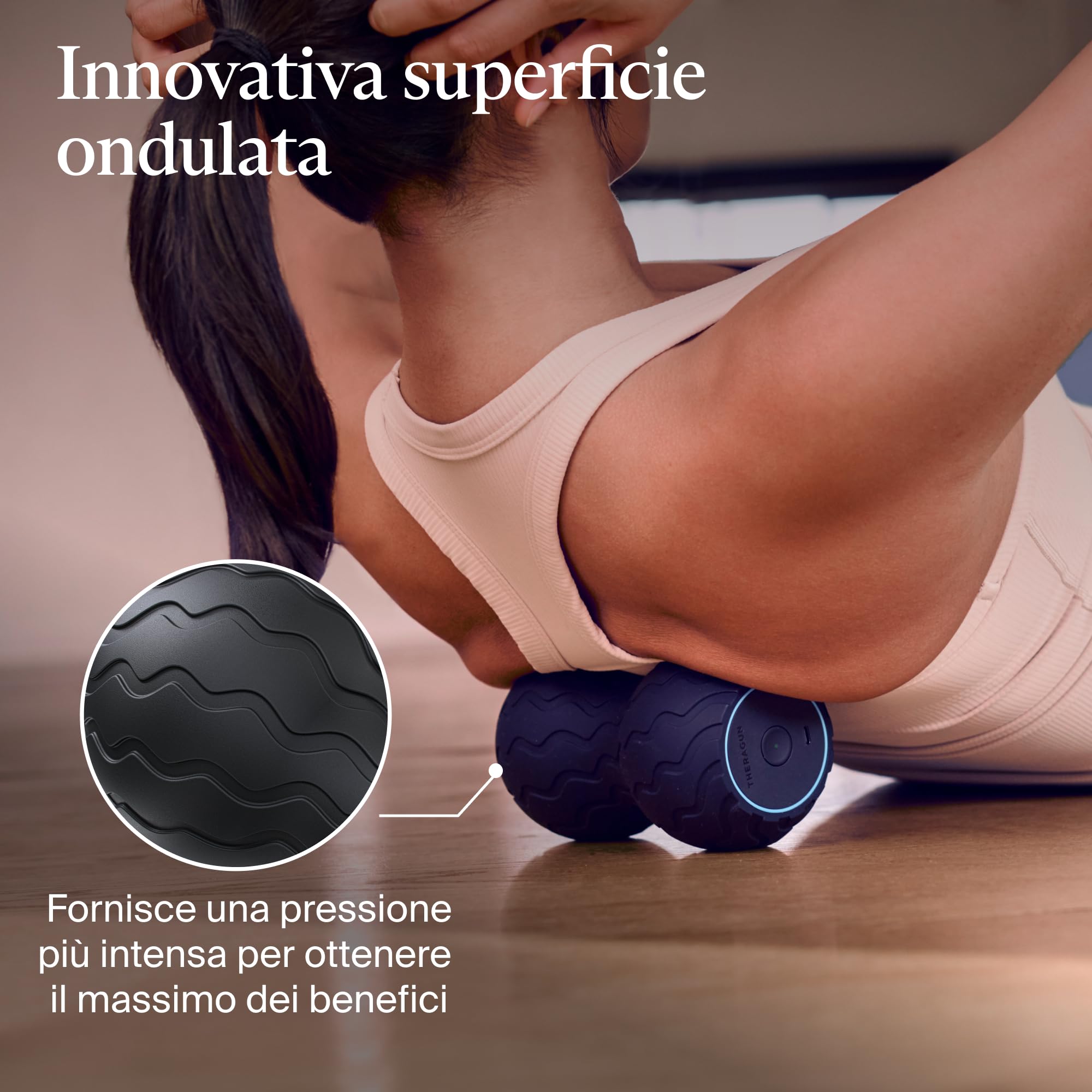 Theragun Wave Duo | Rullo Massaggio Muscolare | Progettato ergonomicamente per schiena, colonna vertebrale e collo | Connettività Bluetooth