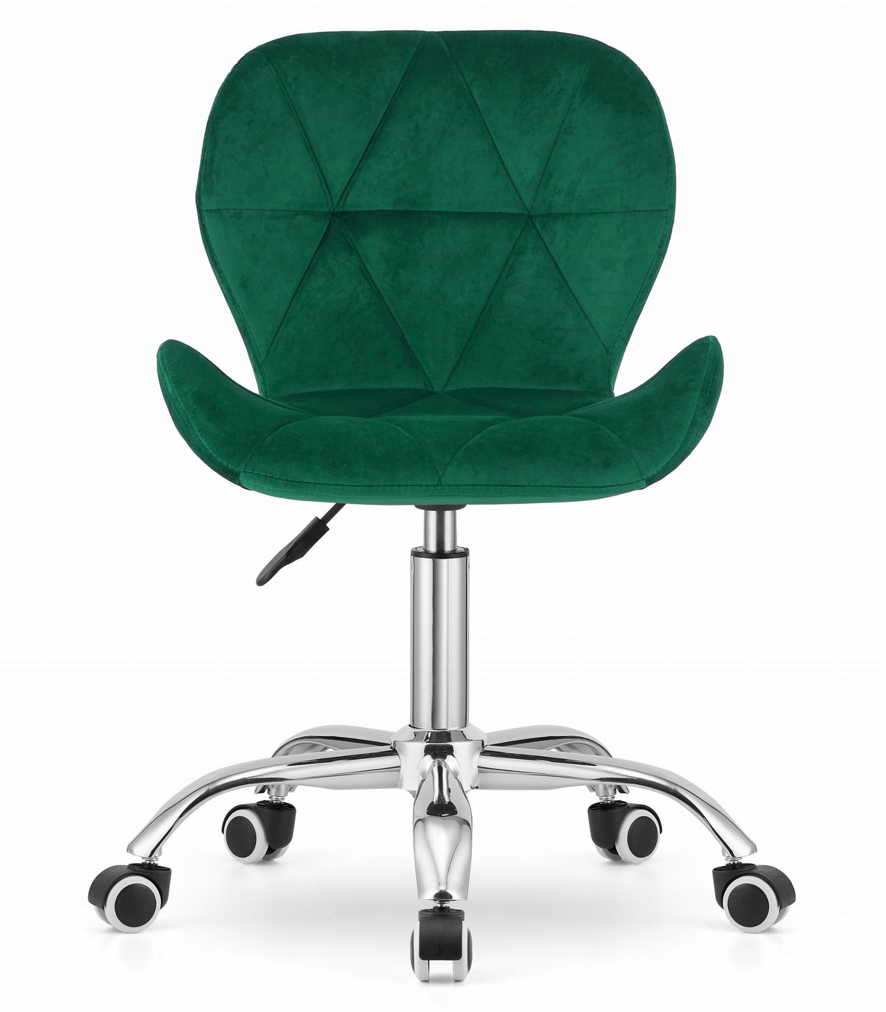 Sedia Scrivania Velluto Design Geometrico, Verde | pistone a gas, seduta regolabile, ufficio, moderna, ruote fluide, ergonomica