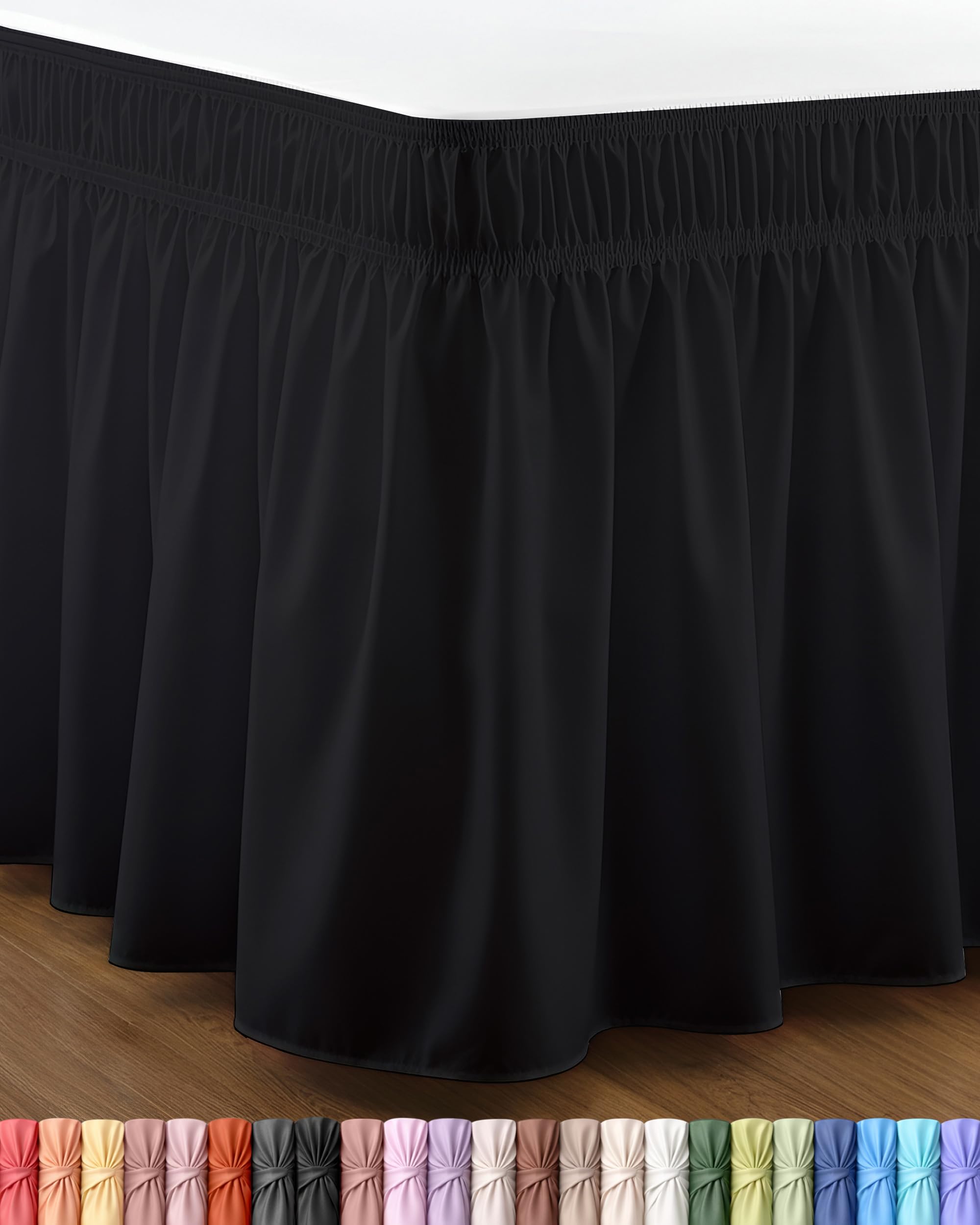 Utopia Bedding - Valance Sheet Double - 135 x 190 cm - OEKO-TEX Certifiied - Easy Wrap Around Elastic Bed Skirt - Soft Brushed Polyester Microfiber Bed Ruffle with a Drop of 40 cm - Black โ image 1