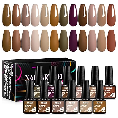 MTSSII 12 Colors Brown Gel Nail Polish Set, Fall Winter