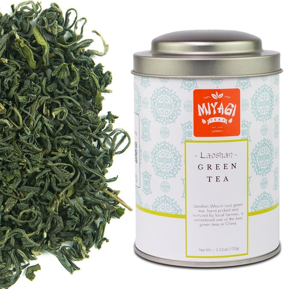 MIYAGI TEA - Premium Laoshan Green Tea - Loose Leaf - 3.52oz (100g) / tin can