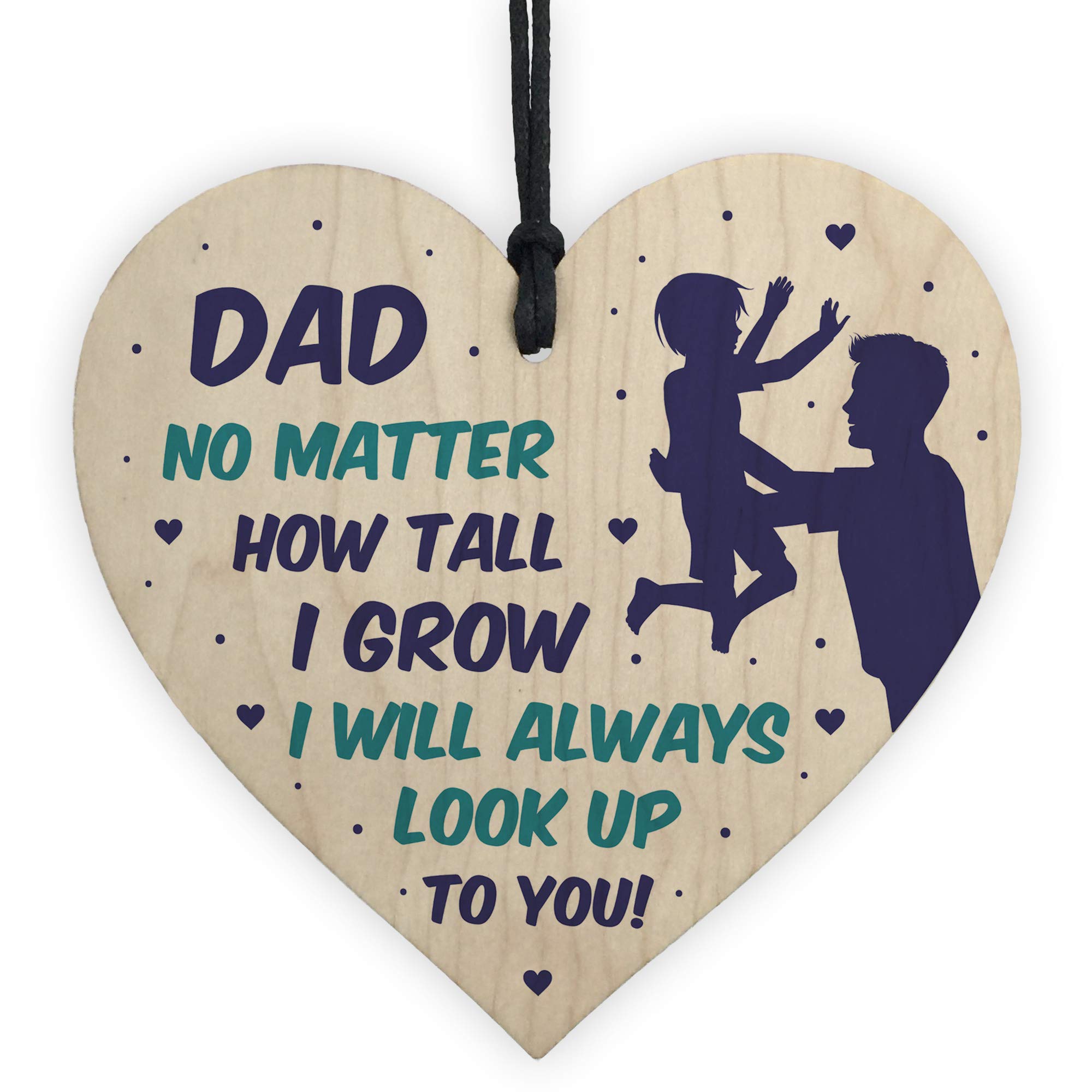 Novelty Gift For Dad Birthday Christmas Wood Heart Thank You Gift For Him Keepsake