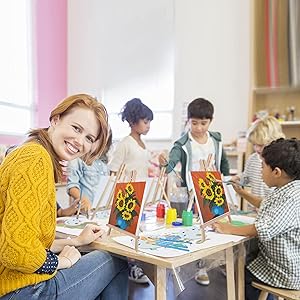 Easel Set 58 Pcs Painting Set(7 Pcs 14 Inch Easel+7Pcs 8x10 Paint Canvas+40 Brushes+4 Palettes) Painting Supplies Kit with Easels for Adults&Kids&Painting&Display&Sip and Paint&Painting Party