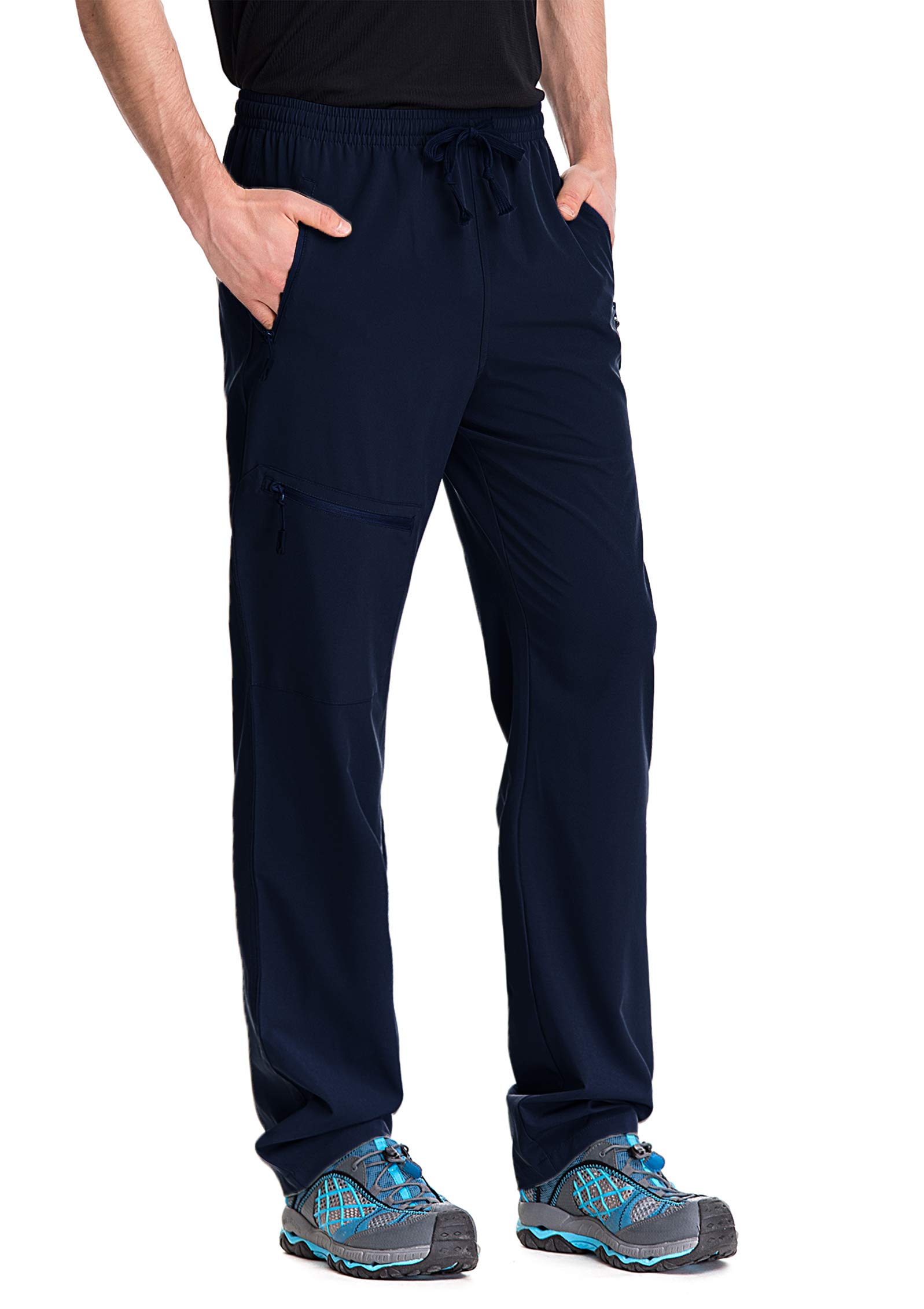 TRAILSIDE SUPPLY CO. Mens Lightweight Track Pants,Stretchy Pants with Zipper Pockets