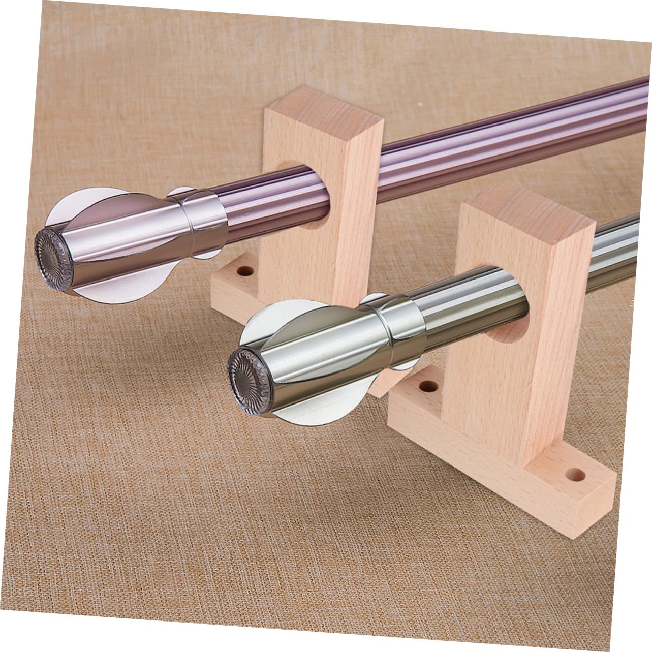 Luxshiny Supporti per Bastone Tenda in Legno Beige 4 Pezzi, 2.5 Cm
