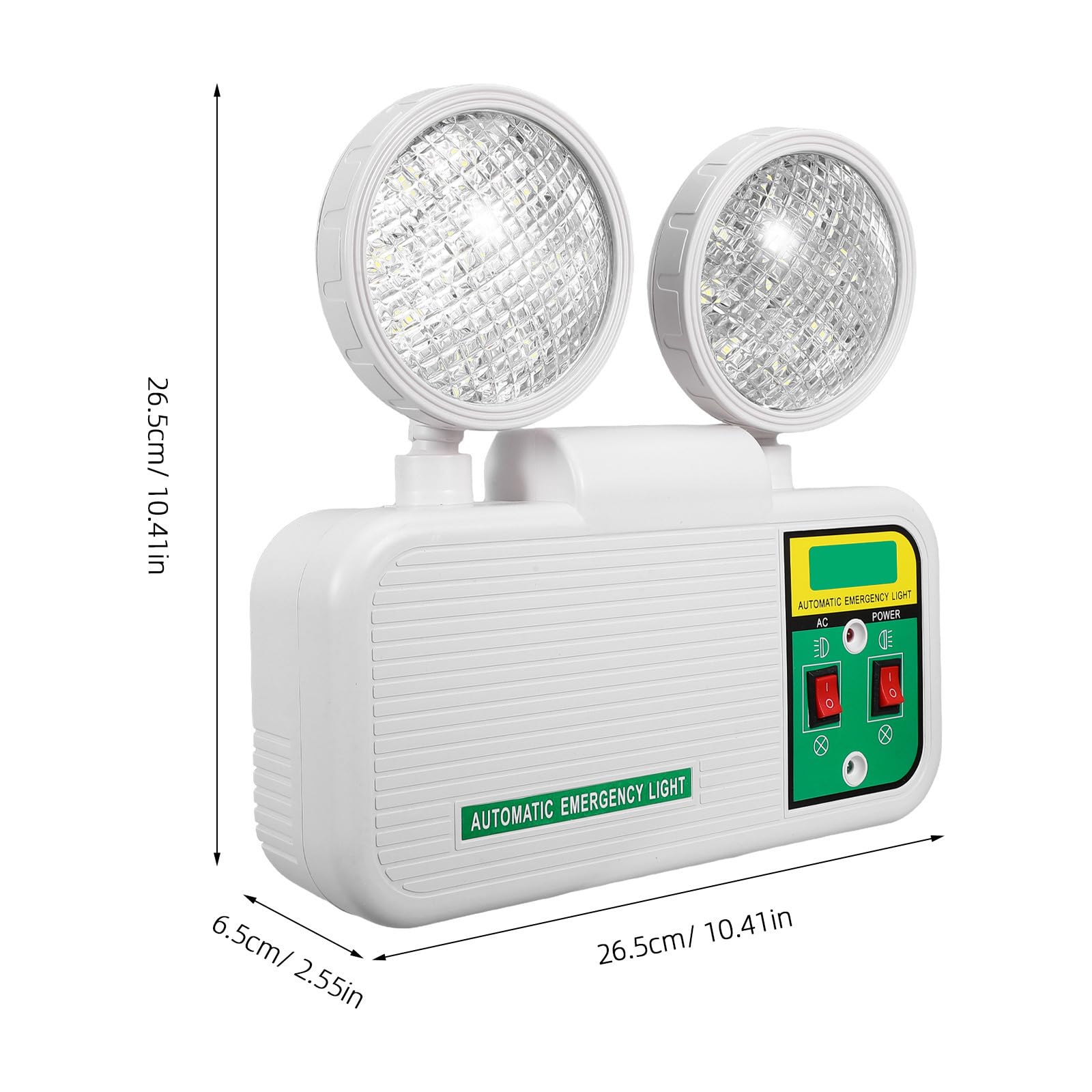 STOBAZA Lampada di Emergenza LED a Doppia Testa Bianca, Plastica | Testa Regolabile, Resistente Agli Urti, per Corridoi e Hall, Uso Business e Supermercati