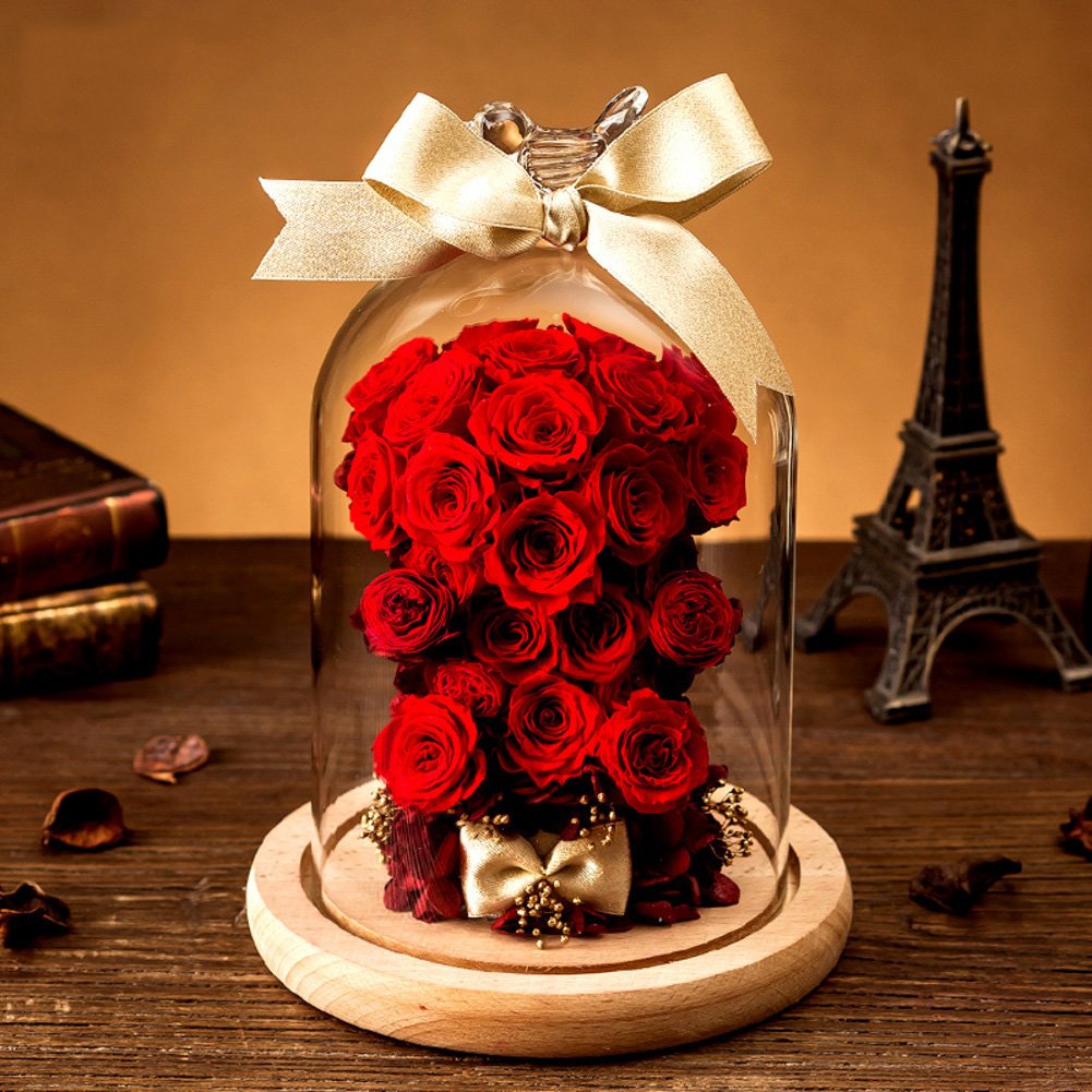 Ours en rose éternelle rouge pour une décoration de table de Noël