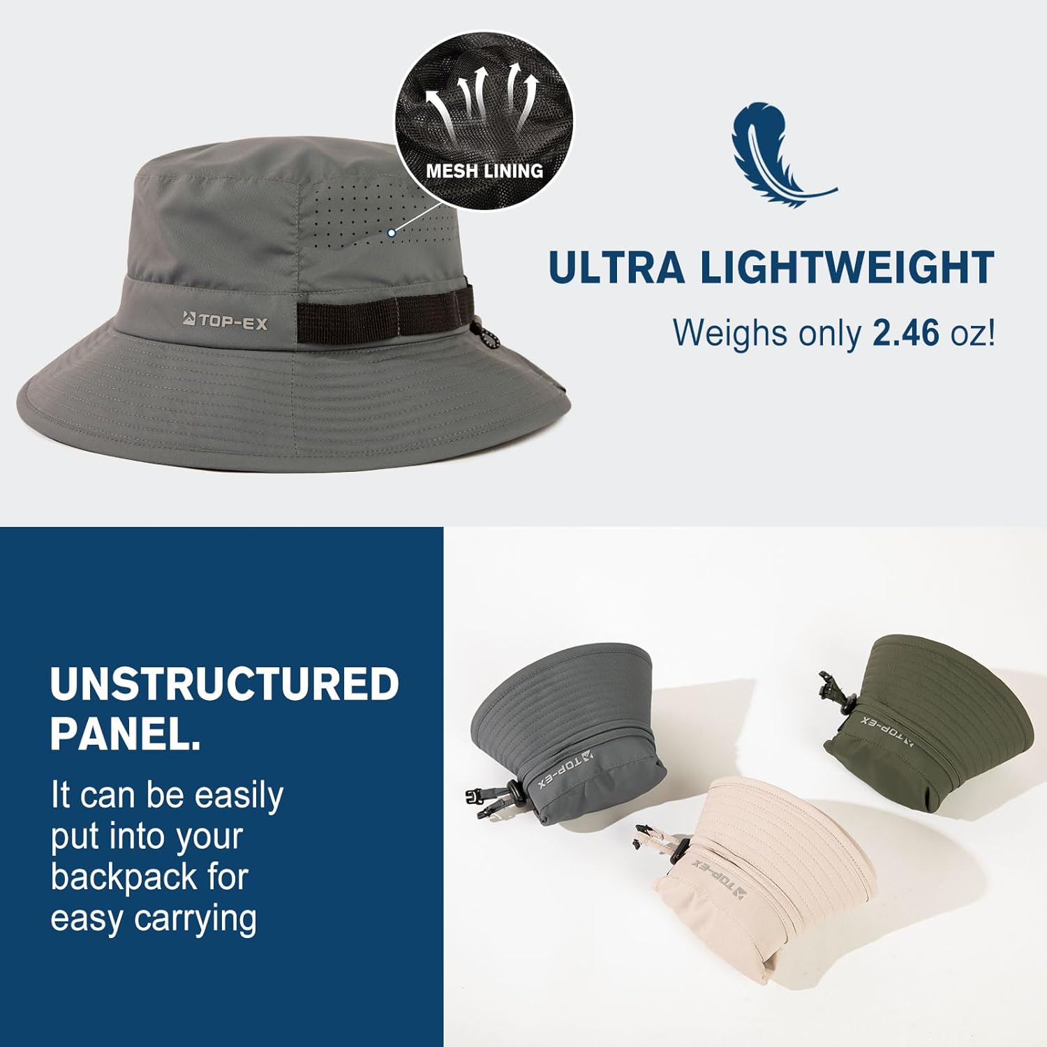 Oversized XL XXL Men's Cooling UPF 50 Sun Hat Lightweight Foldable Wide Brim Bucket Boonie Golf Hiking Fishing - Image 4