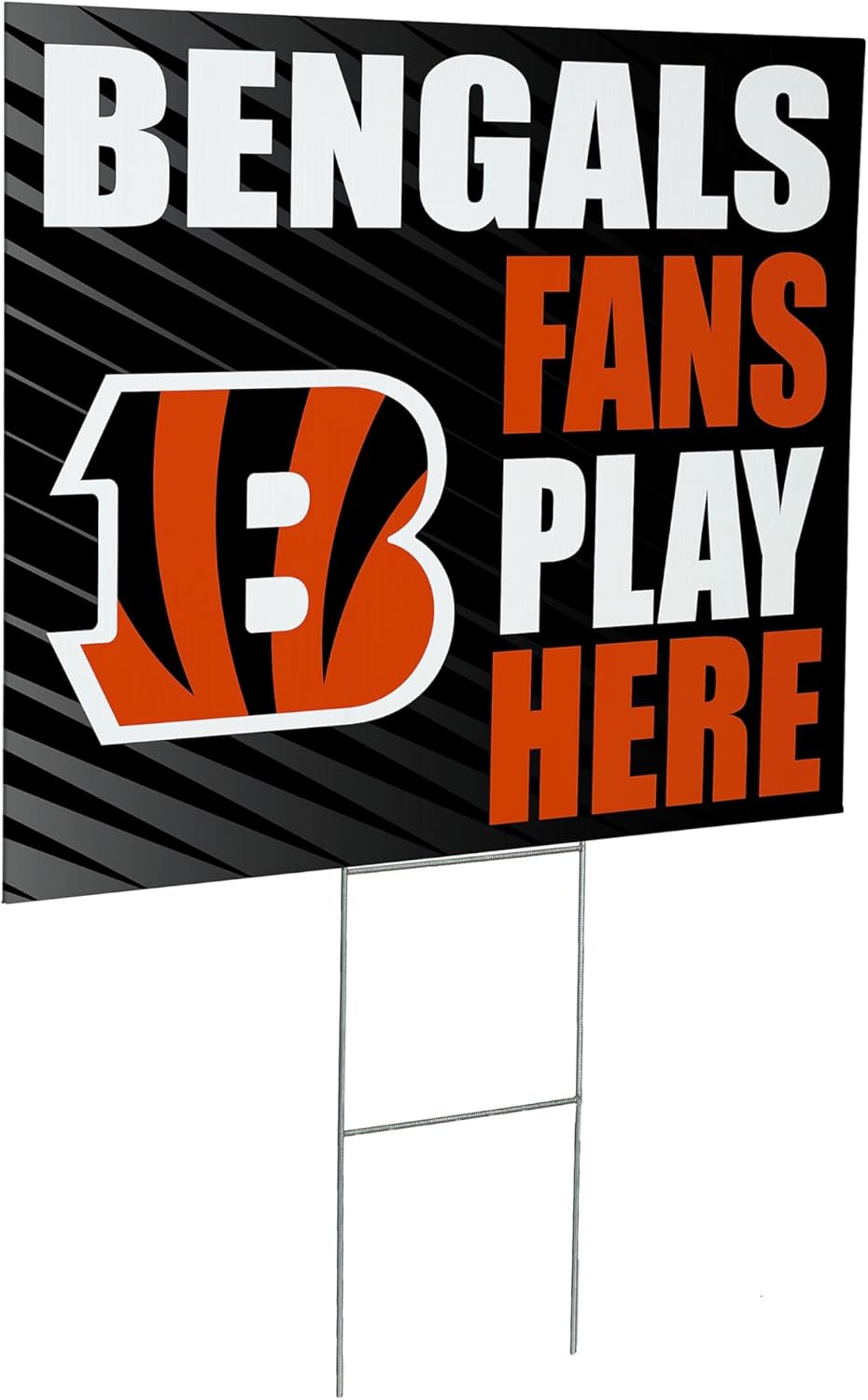 NFL Cincinnati Bengals Yard Sign, Outdoor Coroplast Yard Signs with Stakes 18x24, Officially Licensed Team Logo, Football Fan Home Decoration for Lawn, Garden, Party -"Fans Play Here"