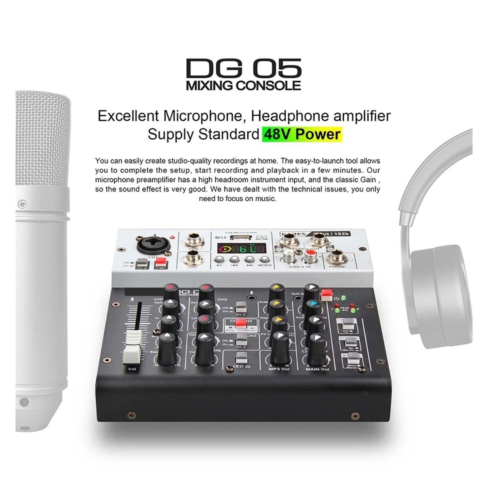 Mixer Audio, Scheda Audio DG05 24-bit 192 KHz Per PC per streaming live