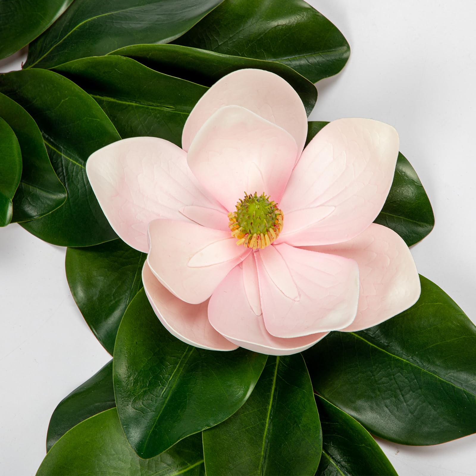Girlanda ze sztucznej magnolii, 15 m, sztuczny różowy kwiat, prawdziwe w dotyku, kwiaty, zieleń, winorośl, sztuczny liść magnolii, girlandy, kwiatowe girlandy, dekoracja na łuk ślubny, kominek